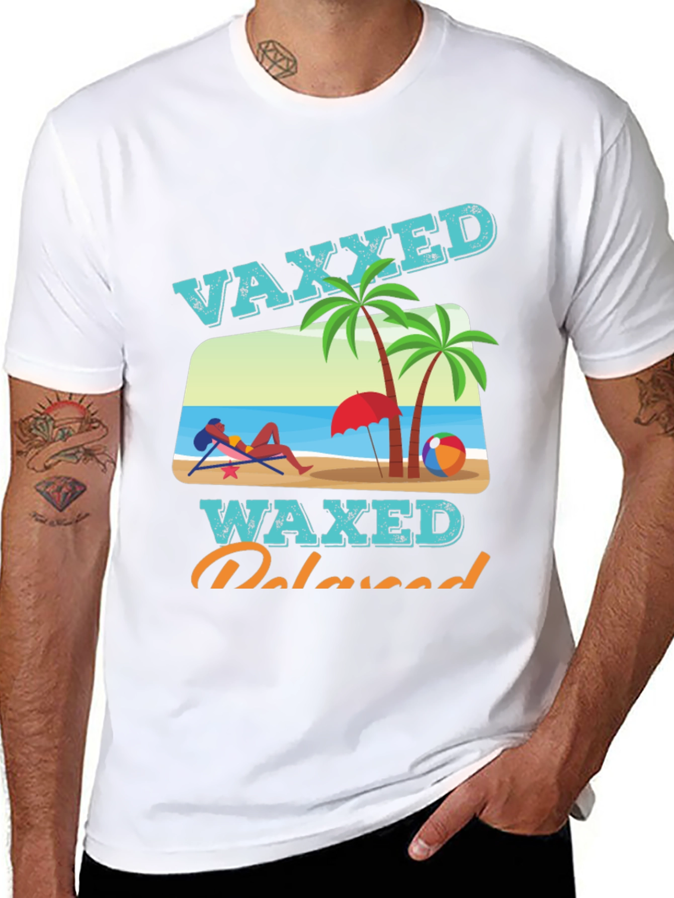 Vaxxed Waxed Relaxed T-Shirt - Summer Beach Vacation