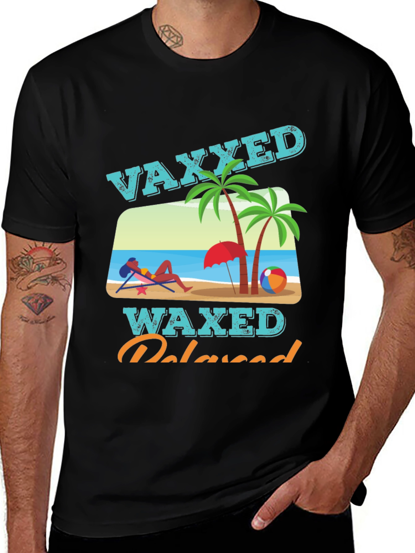 Vaxxed Waxed Relaxed T-Shirt - Summer Beach Vacation