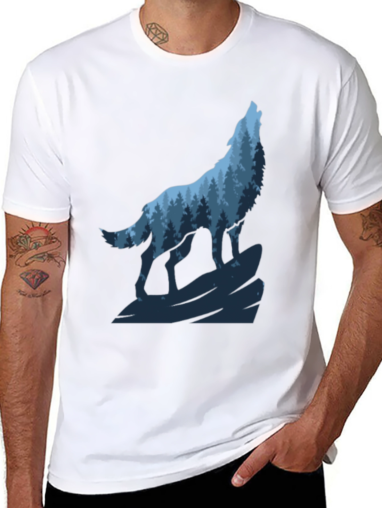 Wolf Forest Graphic Black T-Shirt