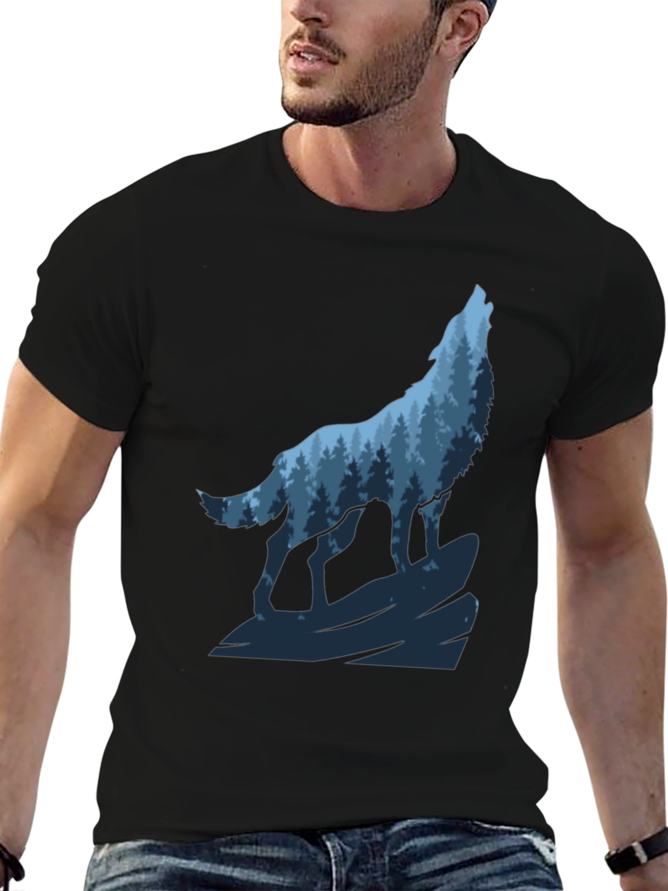 Wolf Forest Graphic Black T-Shirt