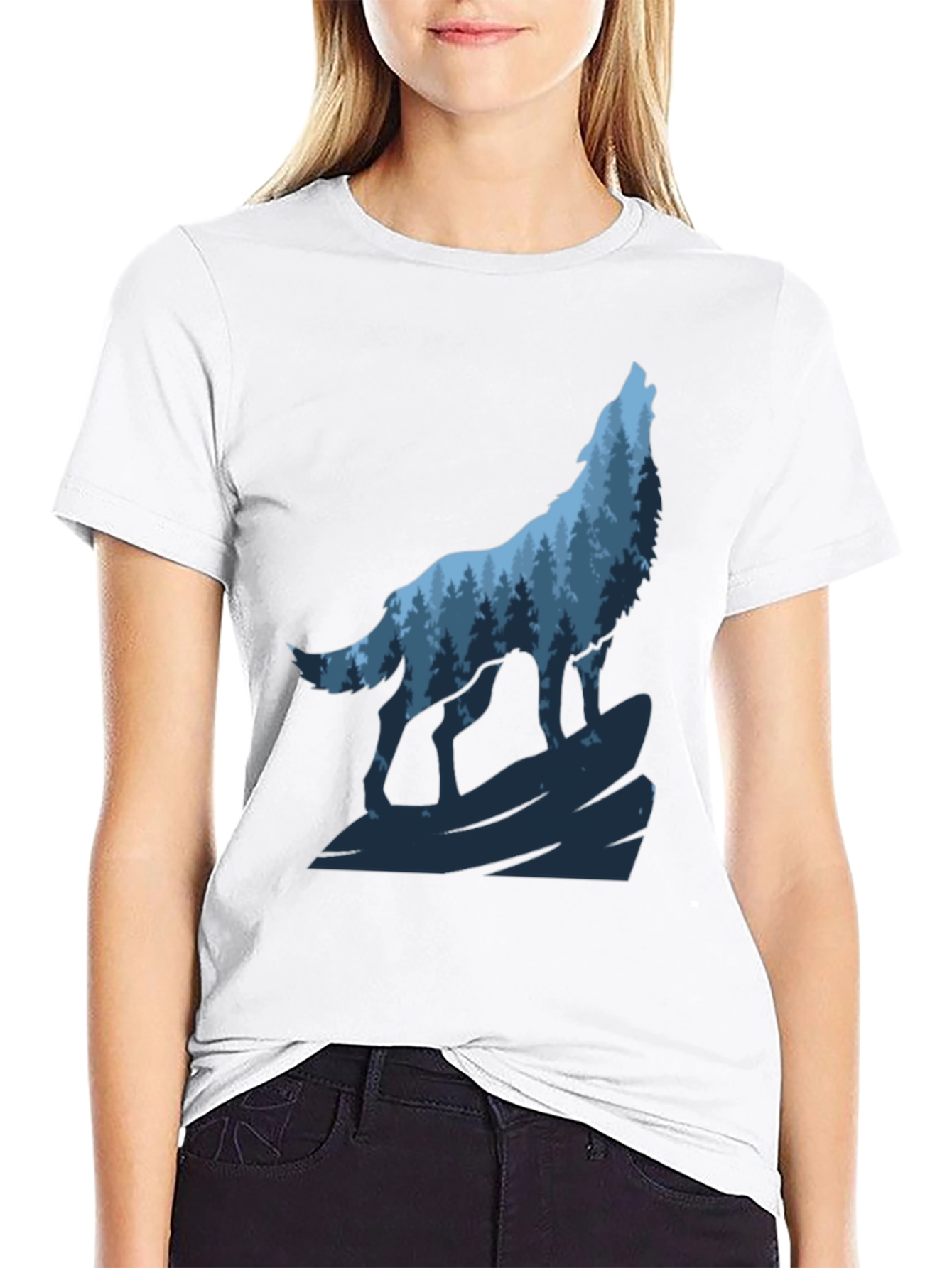 Wolf Forest Graphic Black T-Shirt