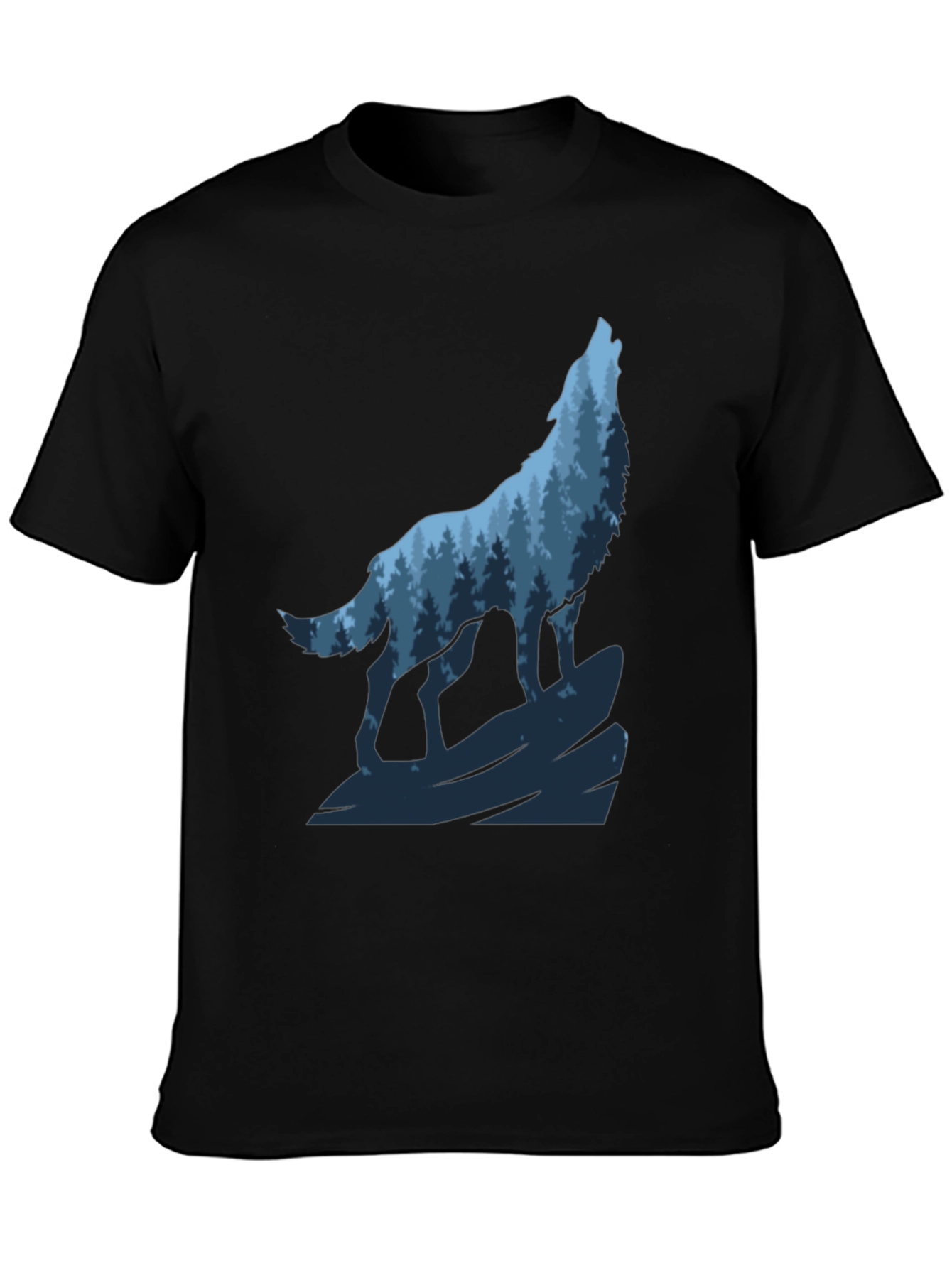 Wolf Forest Graphic Black T-Shirt