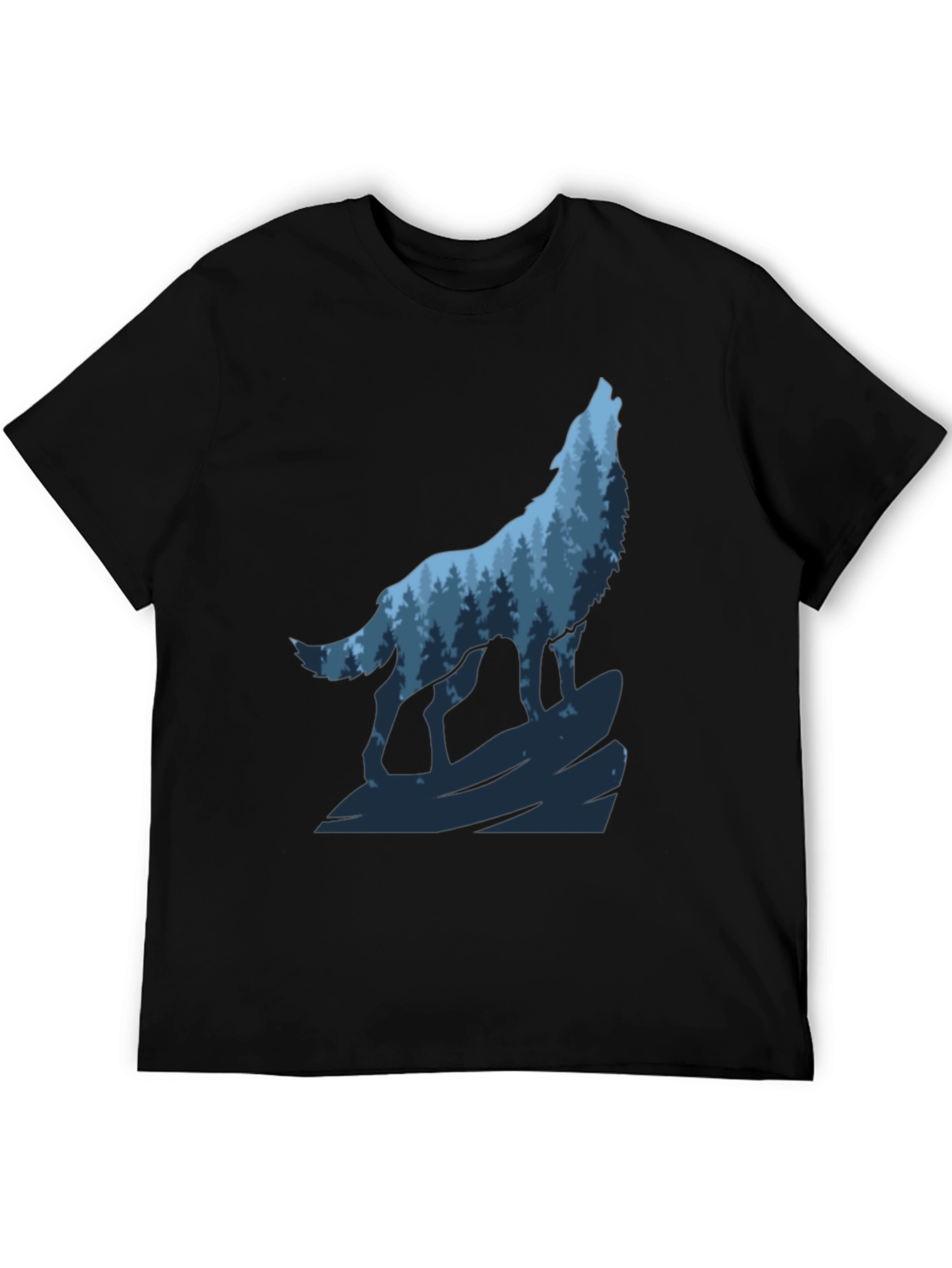 Wolf Forest Graphic Black T-Shirt