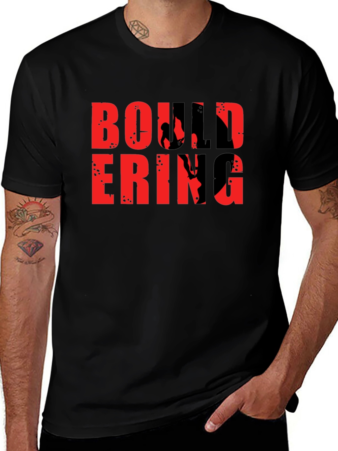Bouldering Graphic T-Shirt - Black Cotton Climbing Tee