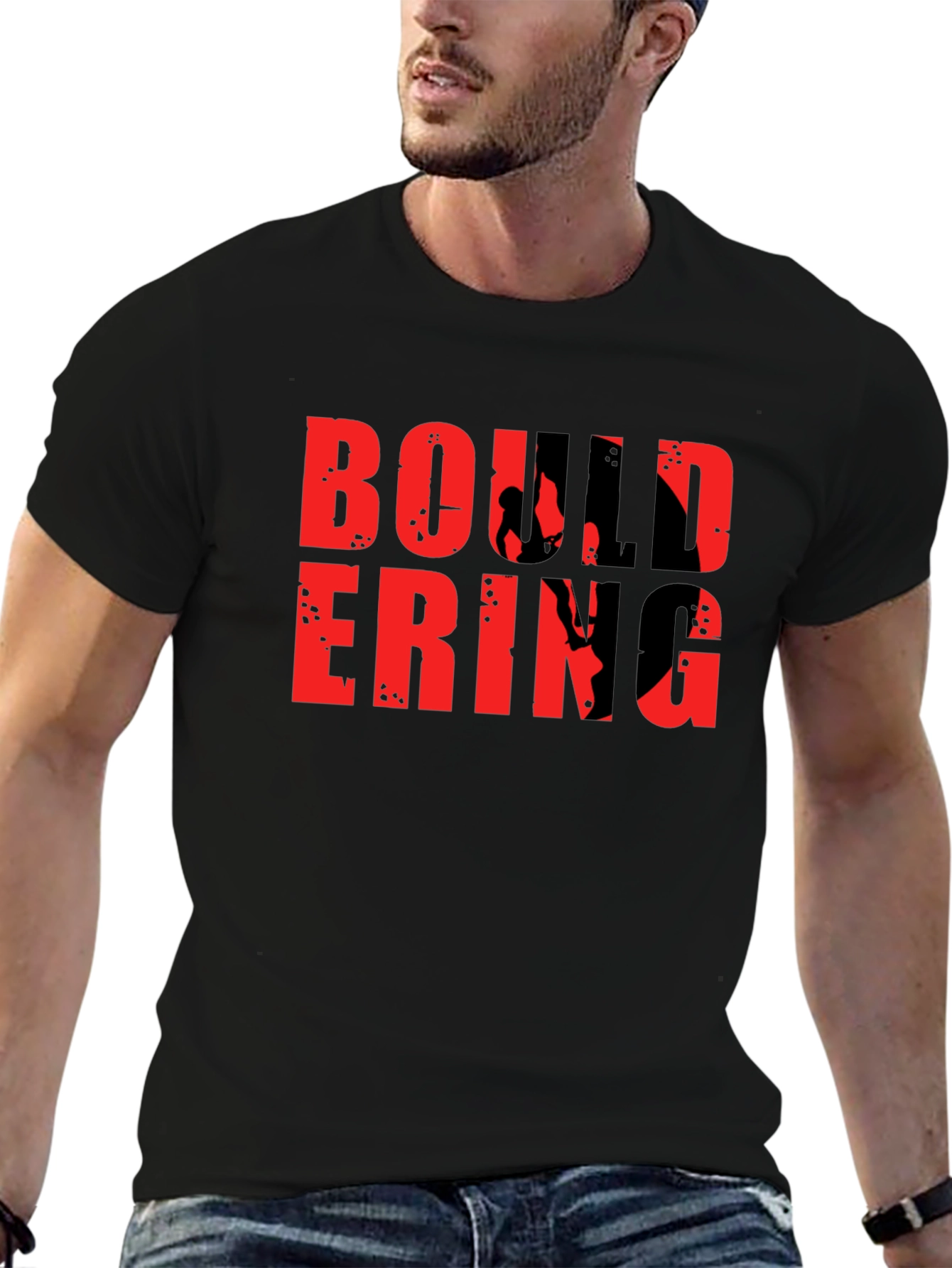 Bouldering Graphic T-Shirt - Black Cotton Climbing Tee