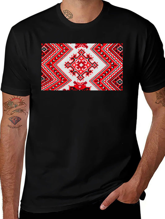 Embroidered Pattern Black T-Shirt