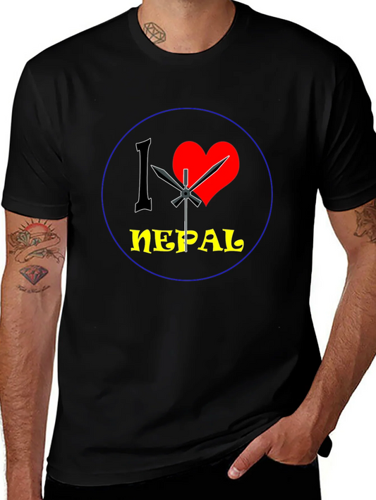 I Heart Nepal Graphic Tee - Black Cotton T-Shirt