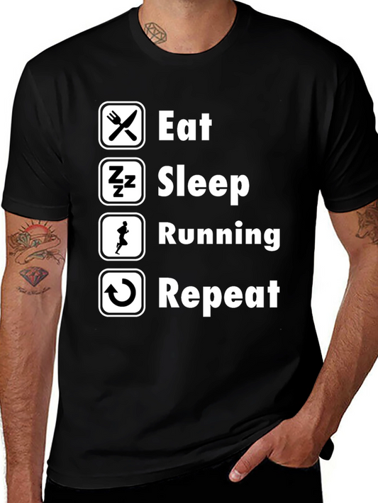 Eat Sleep Running Repeat Black T-Shirt