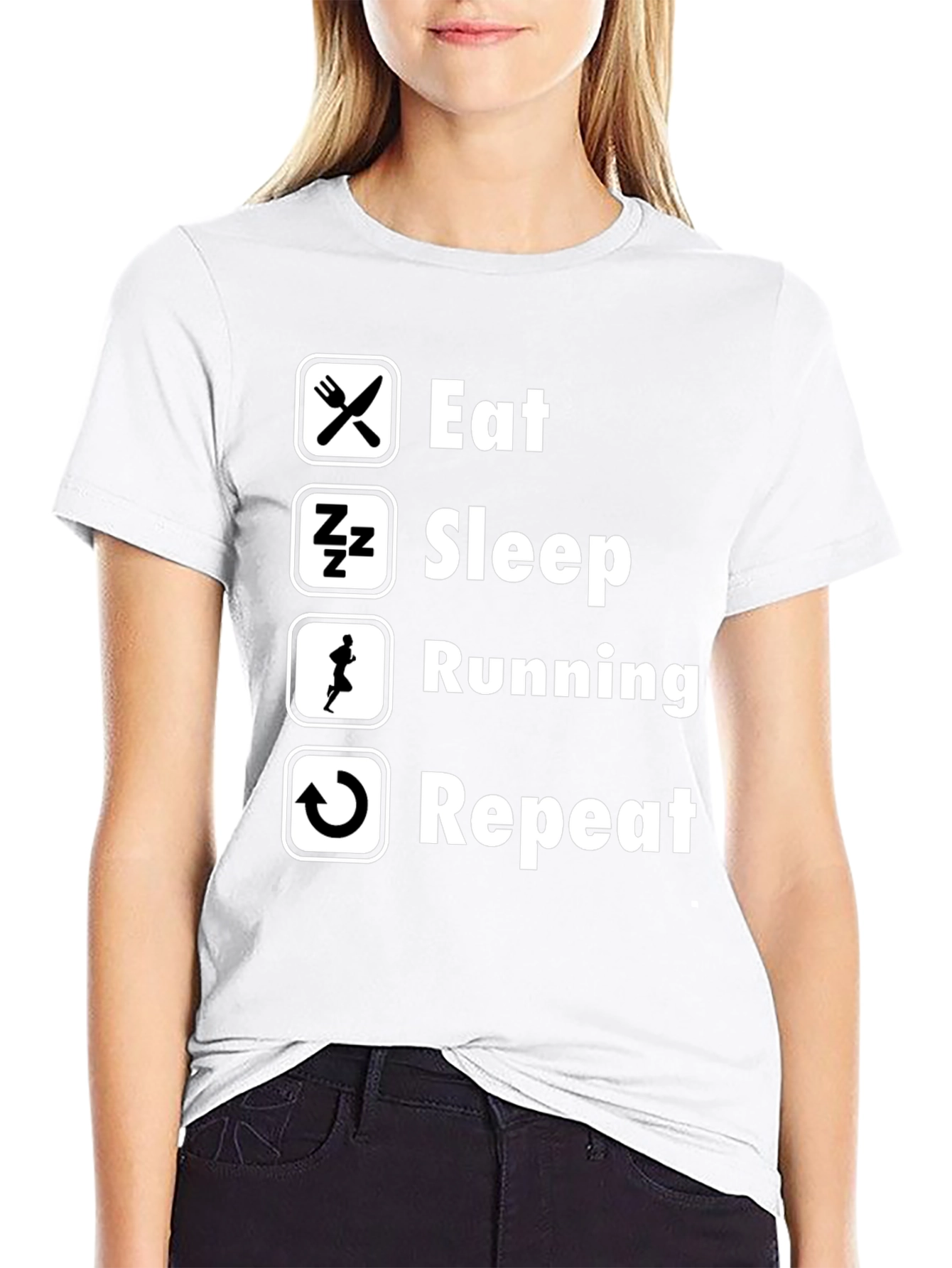 Eat Sleep Running Repeat Black T-Shirt