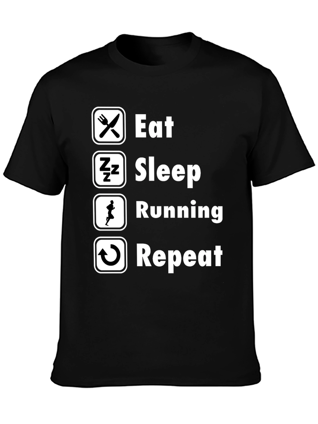 Eat Sleep Running Repeat Black T-Shirt