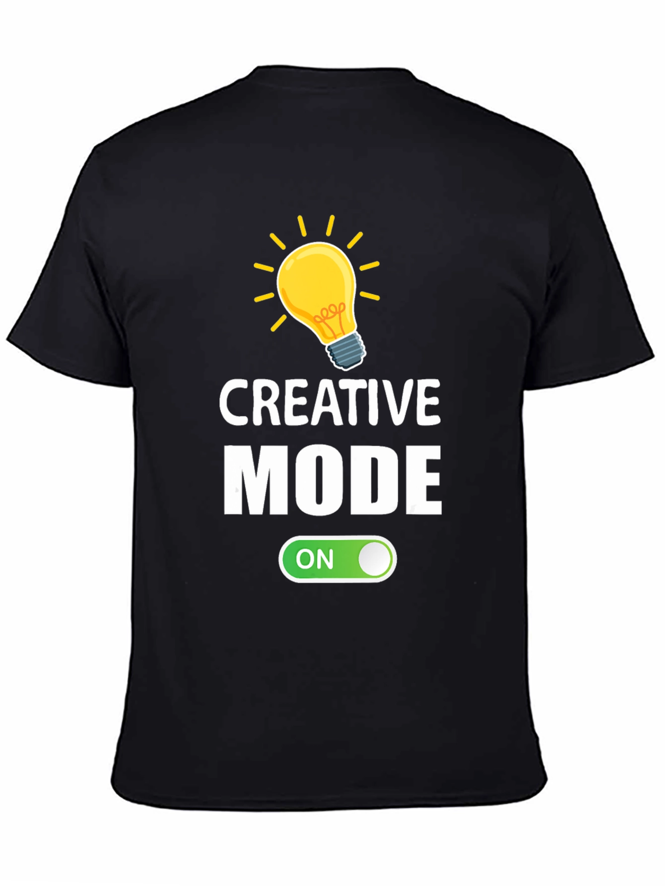 Creative Mode ON Graphic Tee - Black Cotton T-Shirt