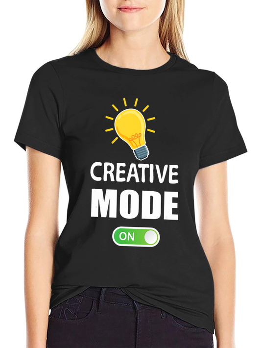 Creative Mode ON Graphic Tee - Black Cotton T-Shirt