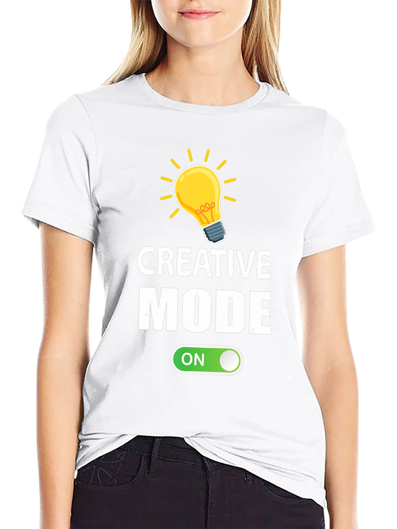 Creative Mode ON Graphic Tee - Black Cotton T-Shirt