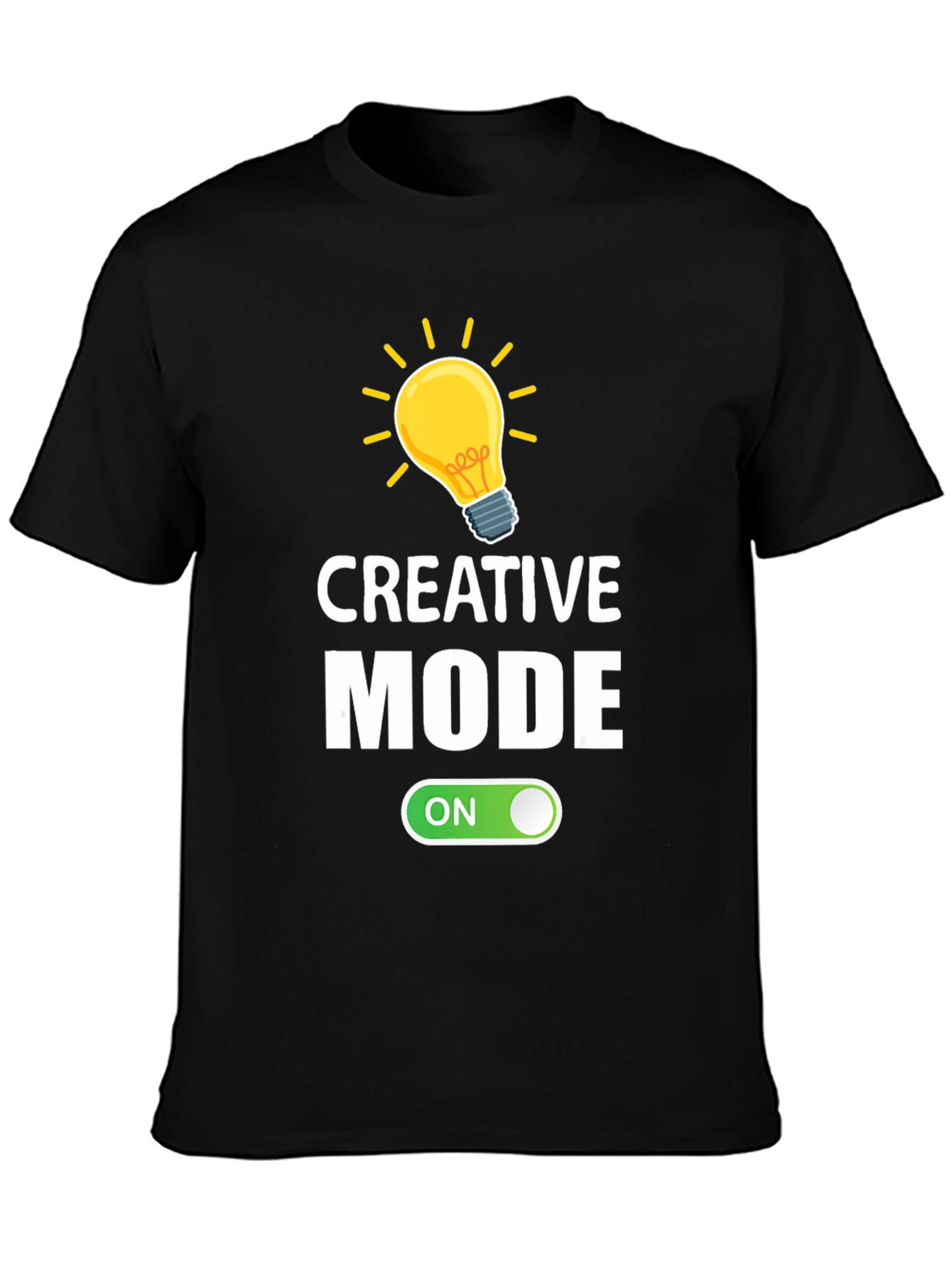 Creative Mode ON Graphic Tee - Black Cotton T-Shirt