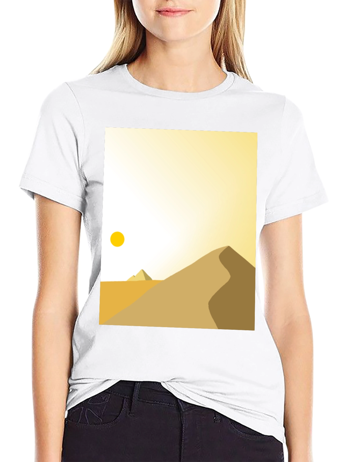 Minimalist Desert Scene Graphic Tee - Black