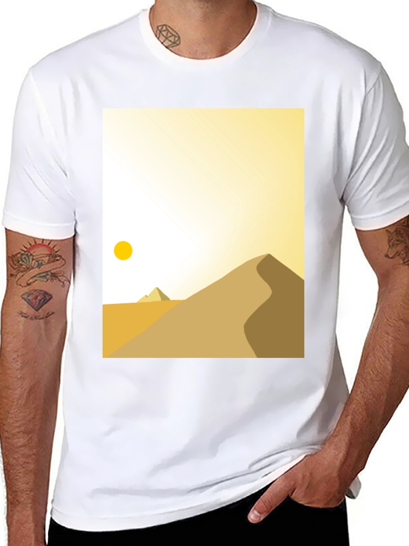 Minimalist Desert Scene Graphic Tee - Black