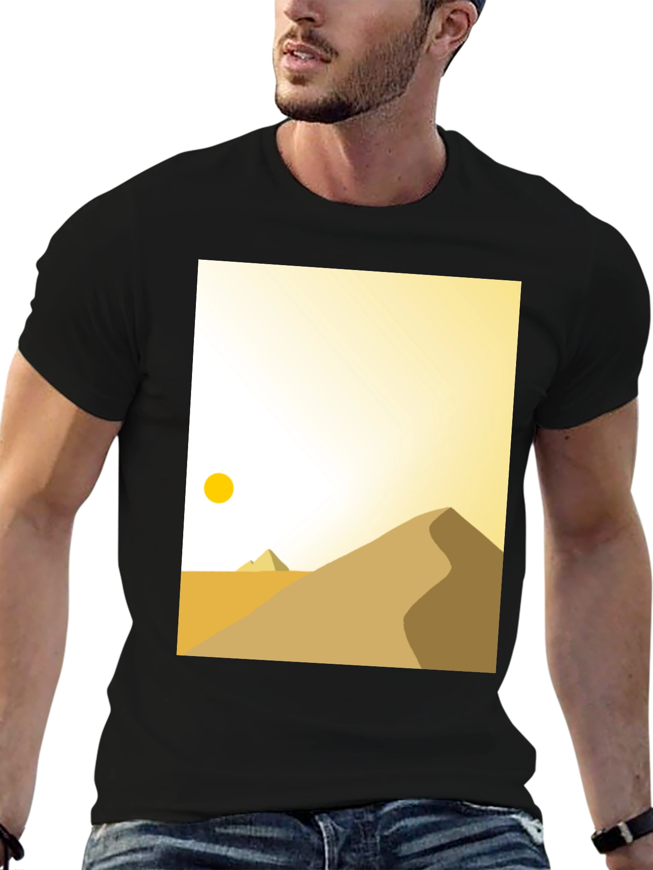 Minimalist Desert Scene Graphic Tee - Black