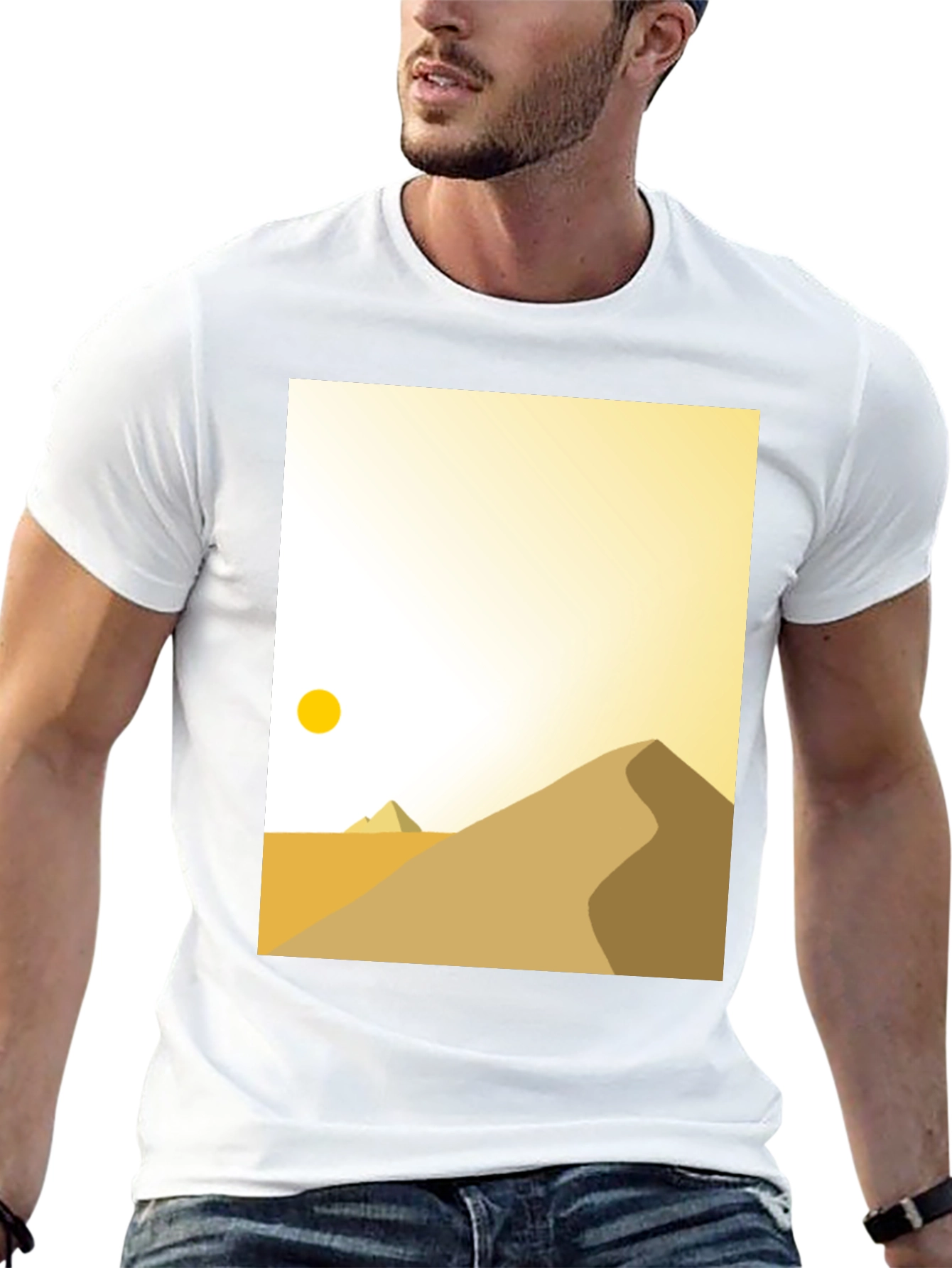 Minimalist Desert Scene Graphic Tee - Black
