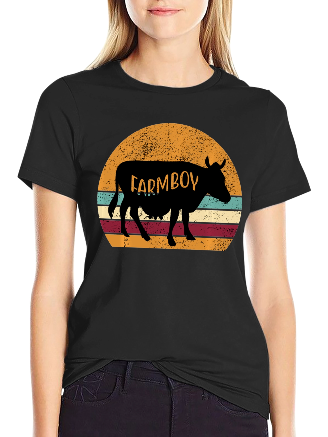 Retro Farmboy Cow Graphic Tee