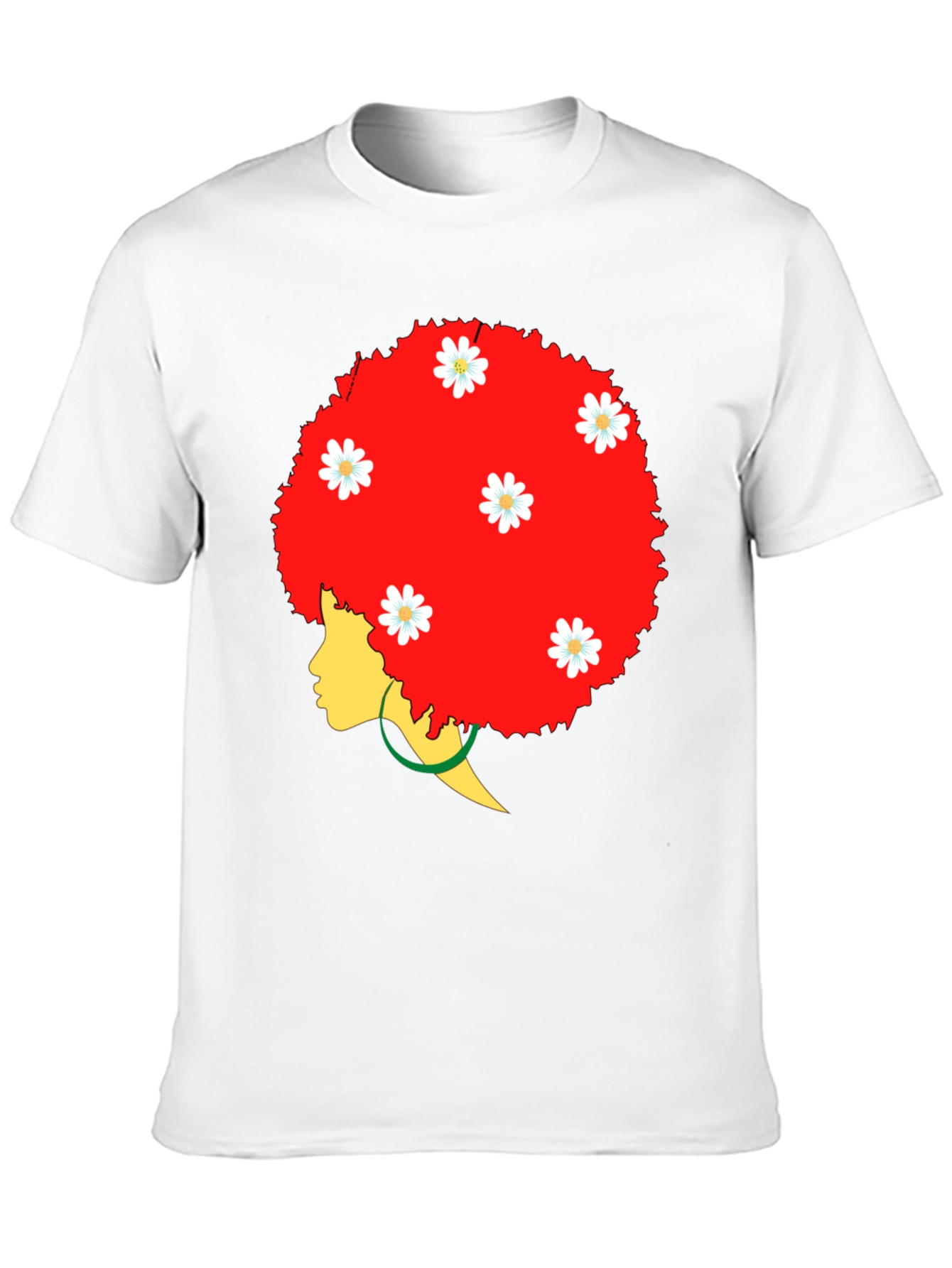 Afro Queen Black T-Shirt with Daisy Flowers