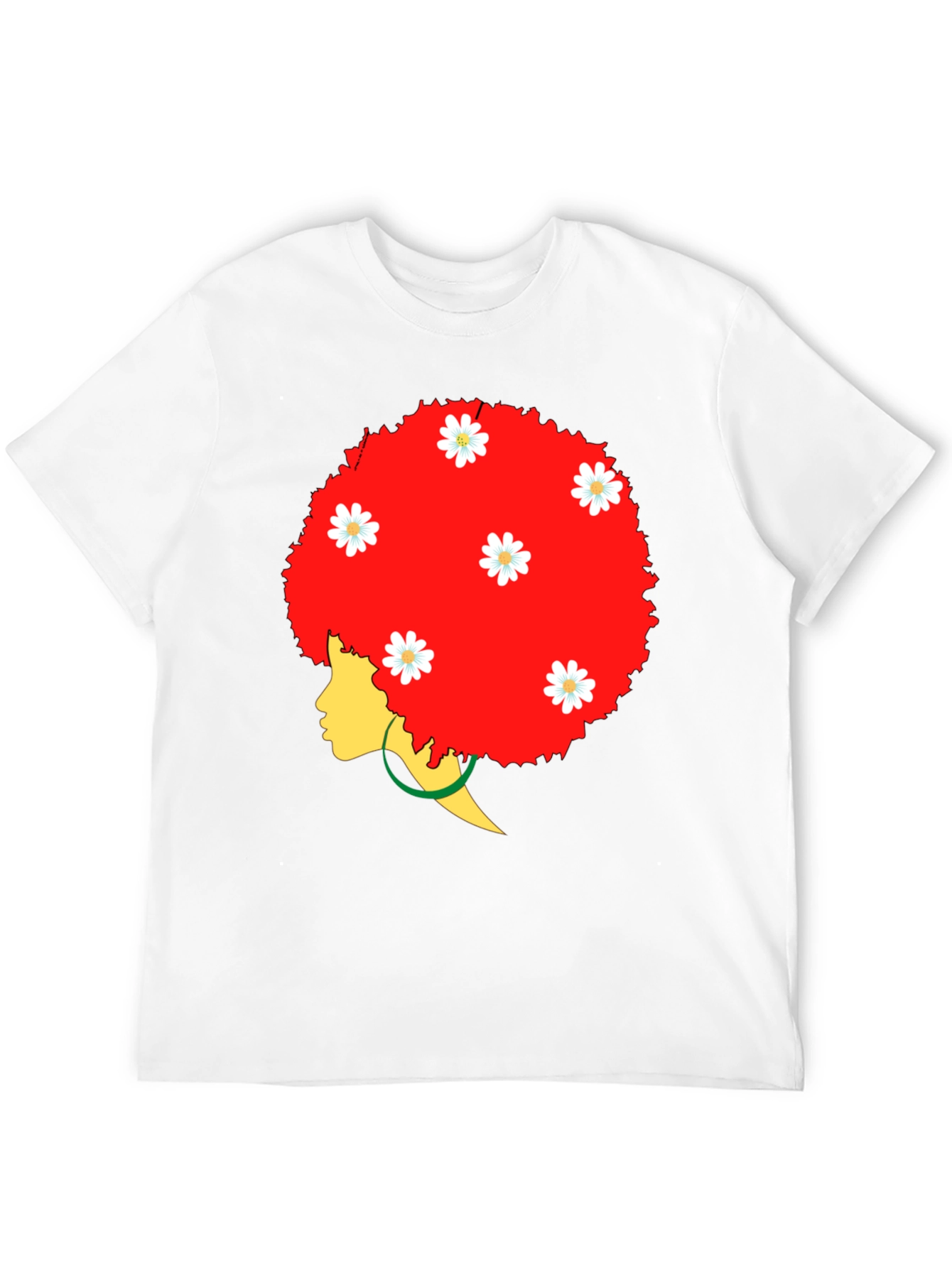 Afro Queen Black T-Shirt with Daisy Flowers