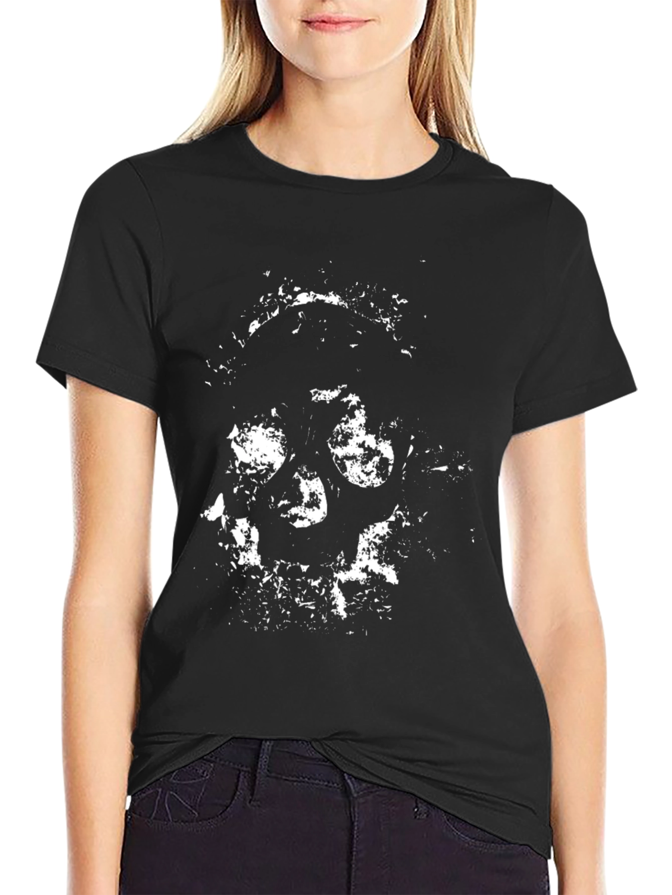 Abstract Skull Graphic Black T-Shirt
