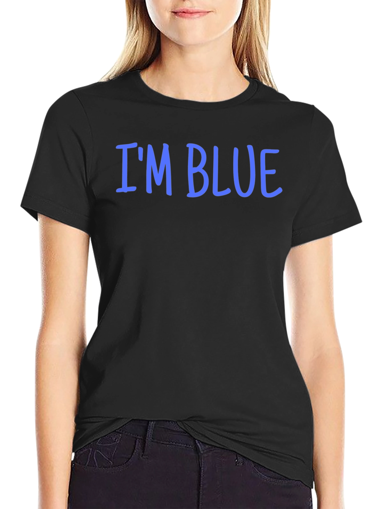 Im Blue Graphic T-Shirt - Black Casual Tee
