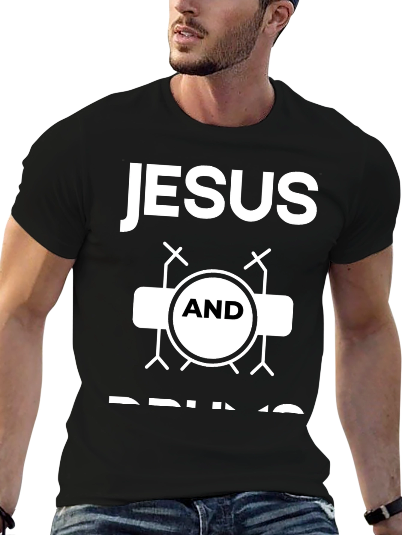 Jesus and Drums Graphic T-Shirt