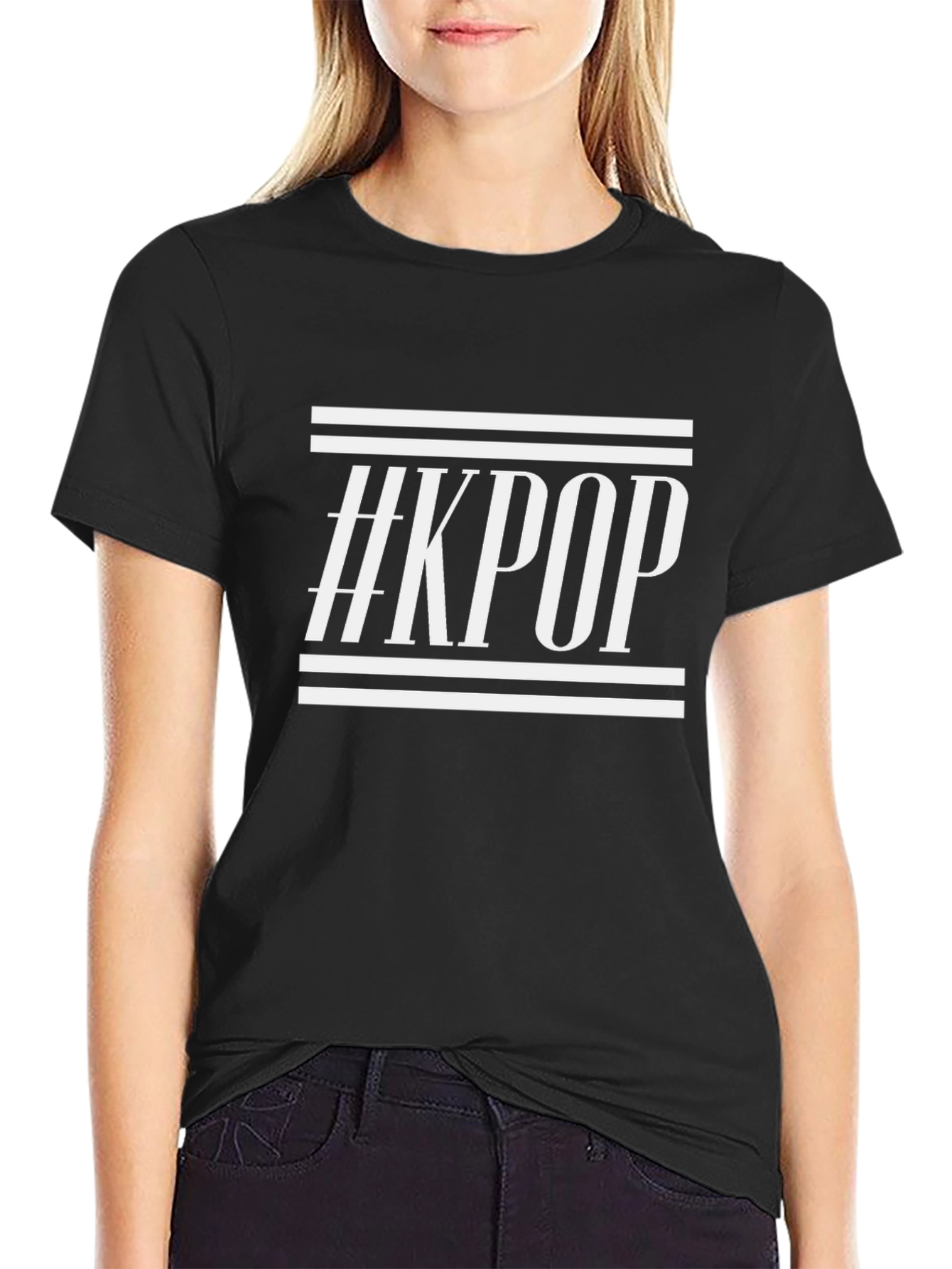 Stylish #KPOP Black Graphic Tee