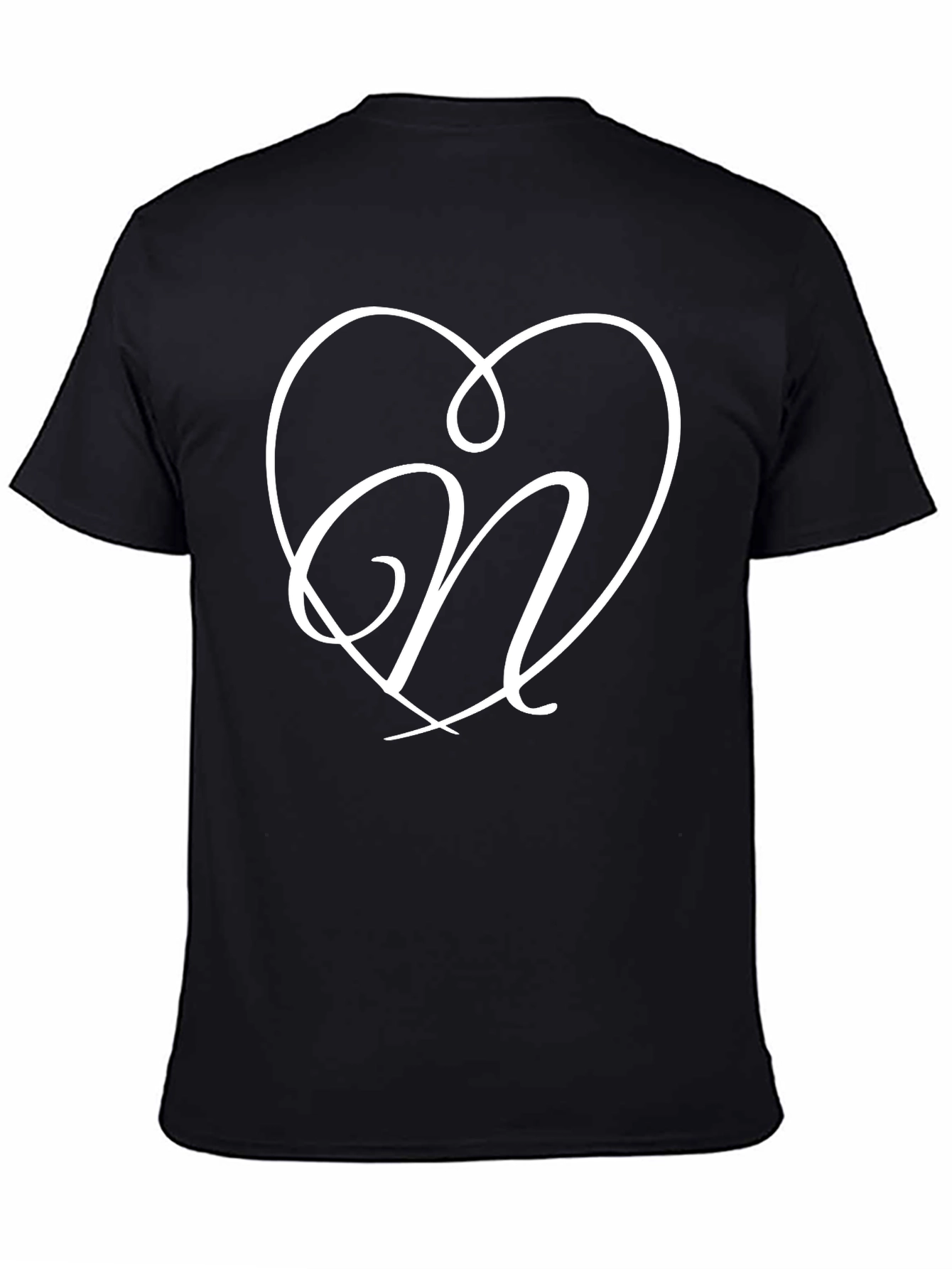 Heart N Initial Custom Black T-Shirt