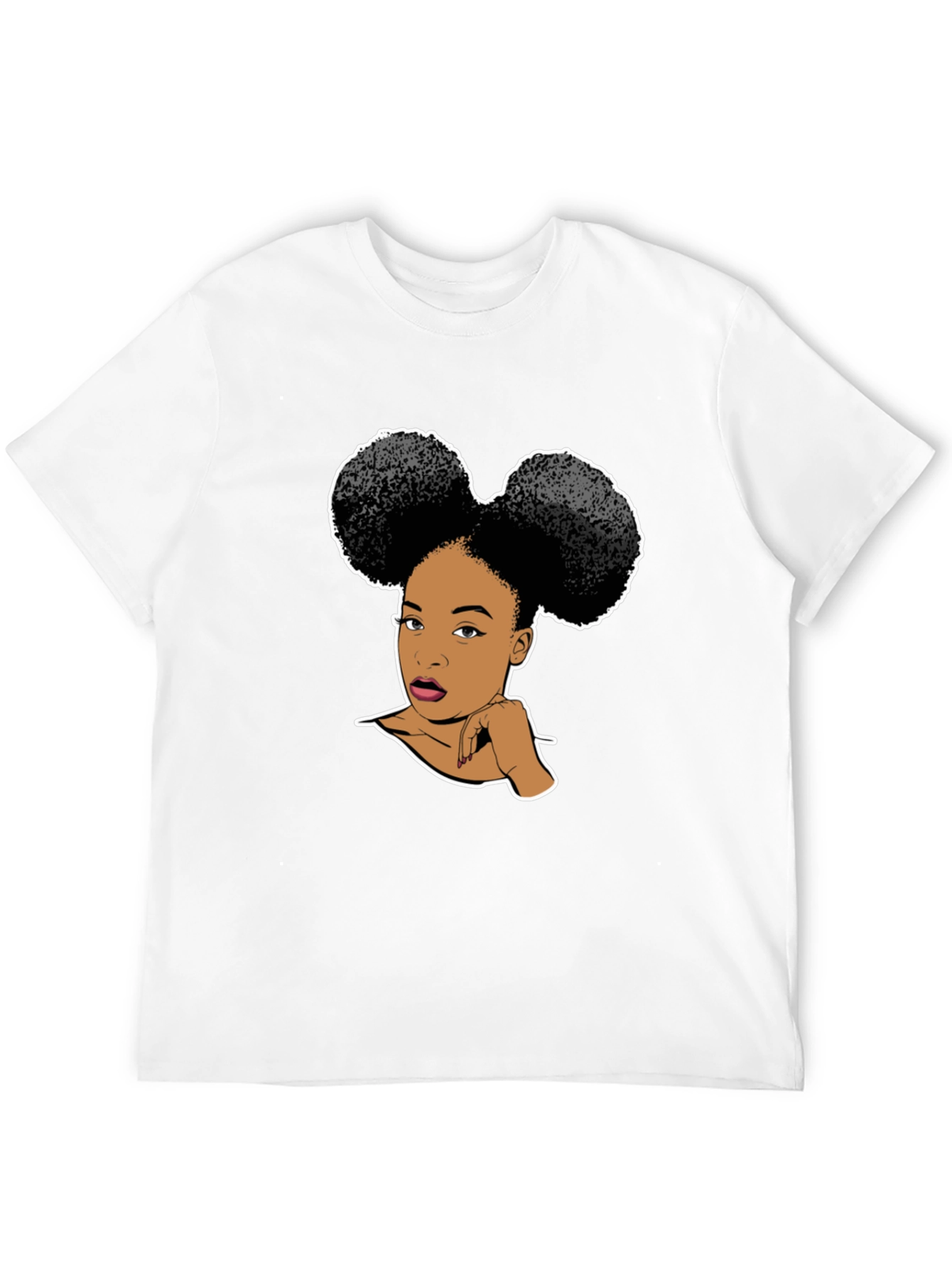 Graphic T-Shirt: Afro Puffs Woman Black Tee