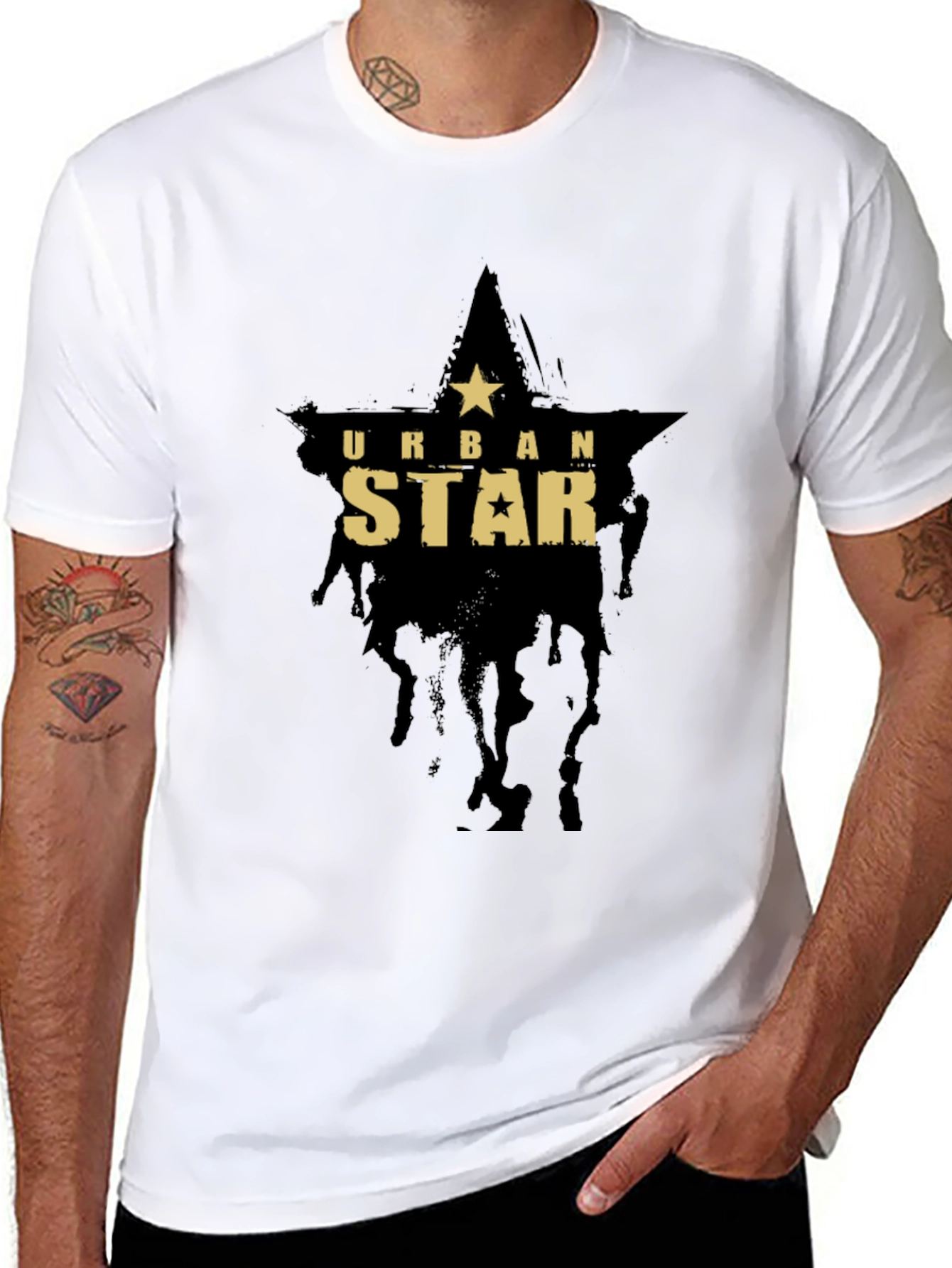 Urban Star Graphic Print Black T-Shirt