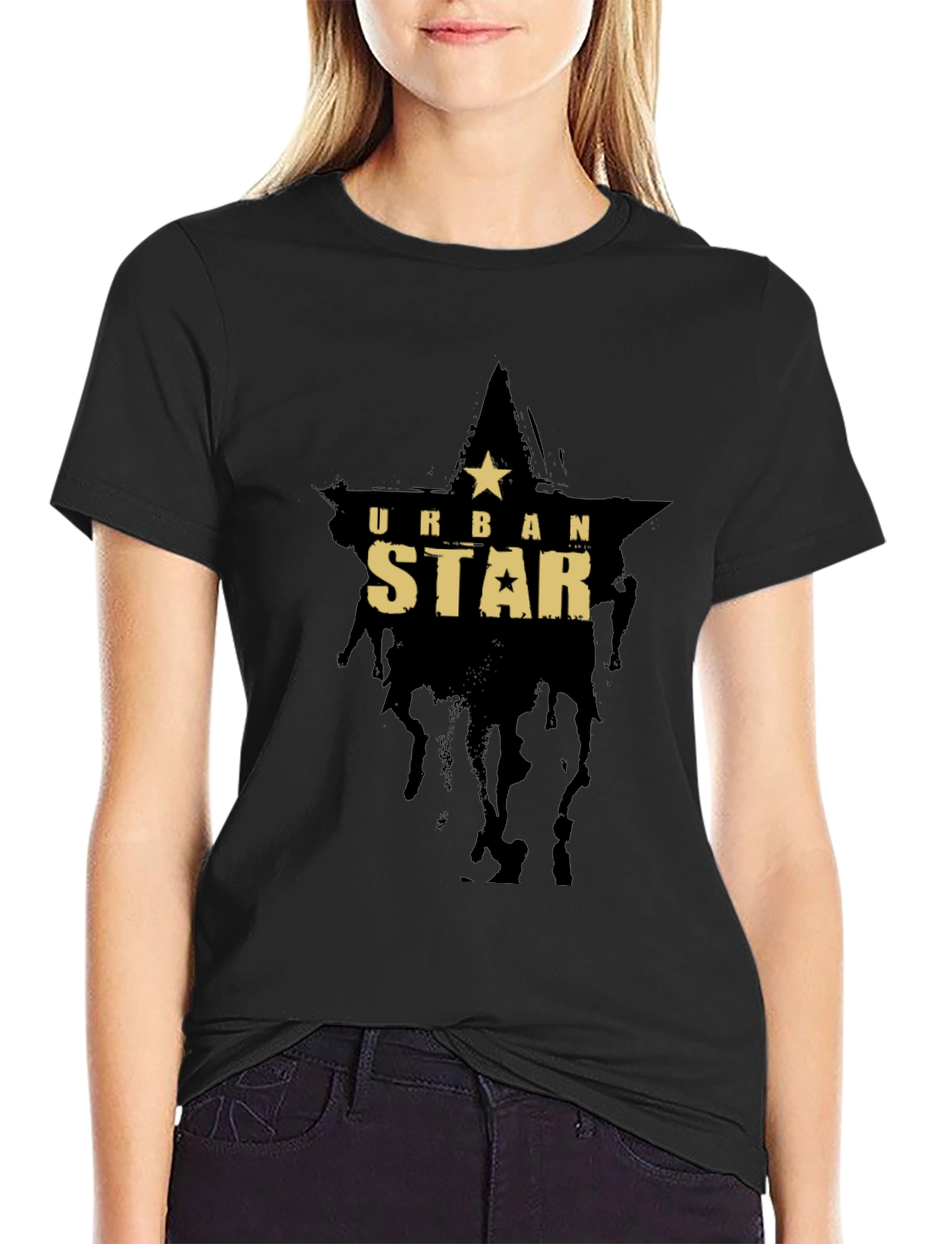 Urban Star Graphic Print Black T-Shirt