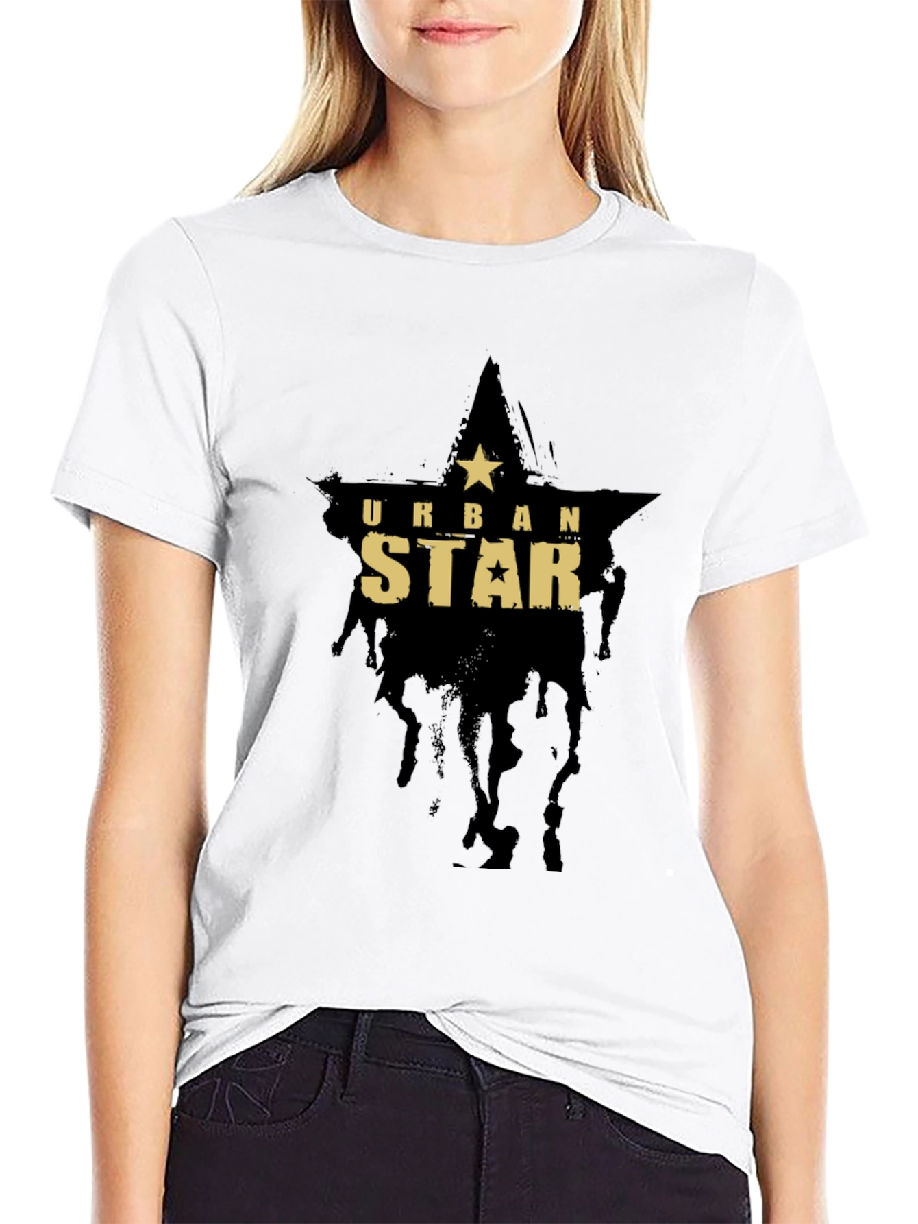 Urban Star Graphic Print Black T-Shirt