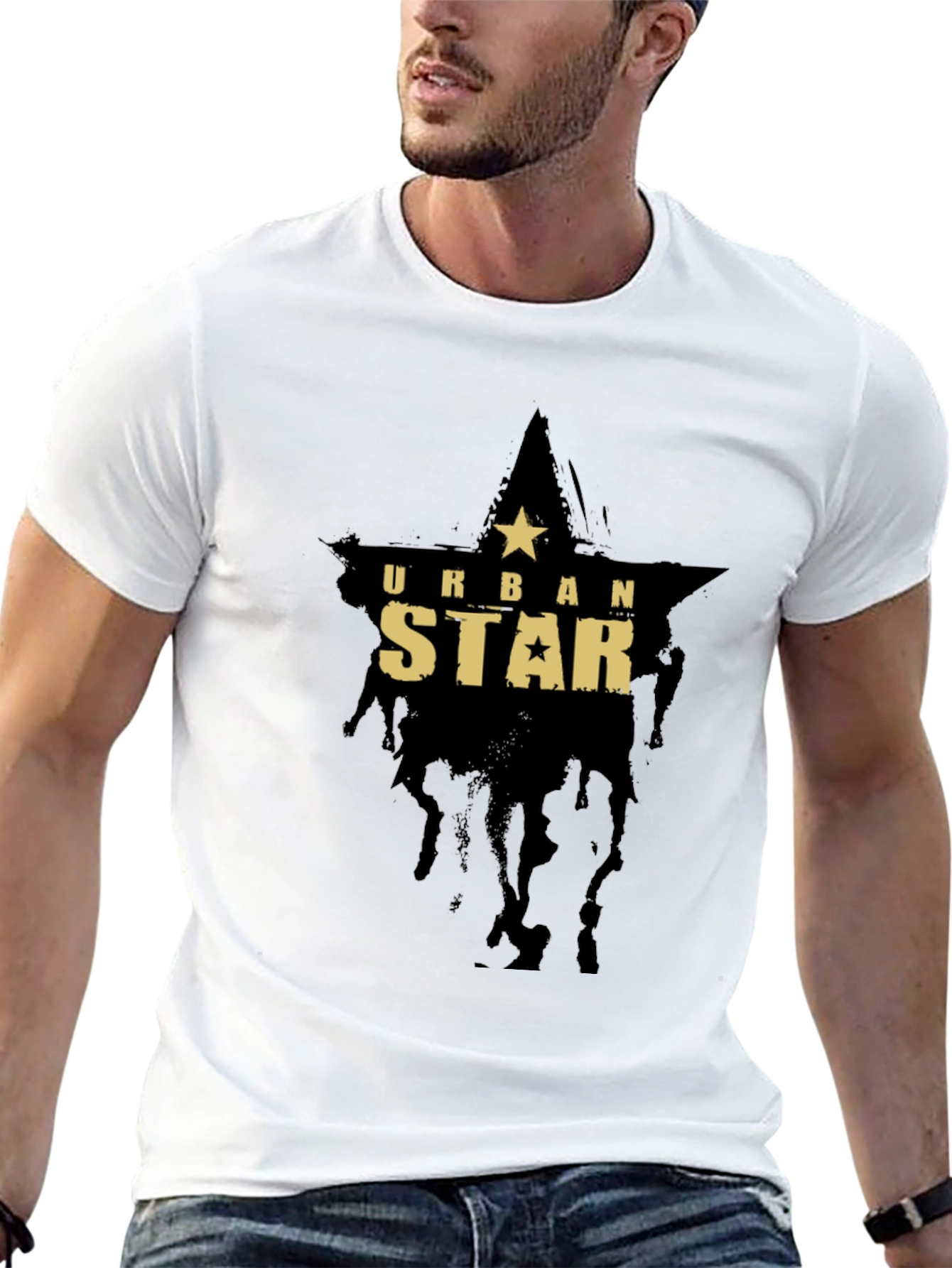 Urban Star Graphic Print Black T-Shirt