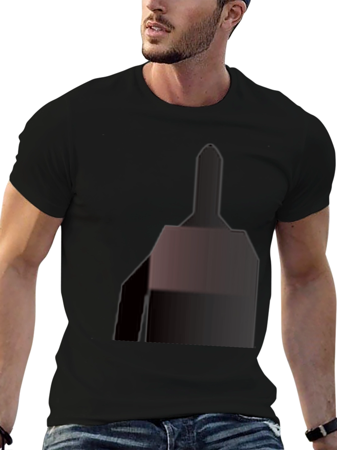 Classic Black Tee with Abstract Geometric Design