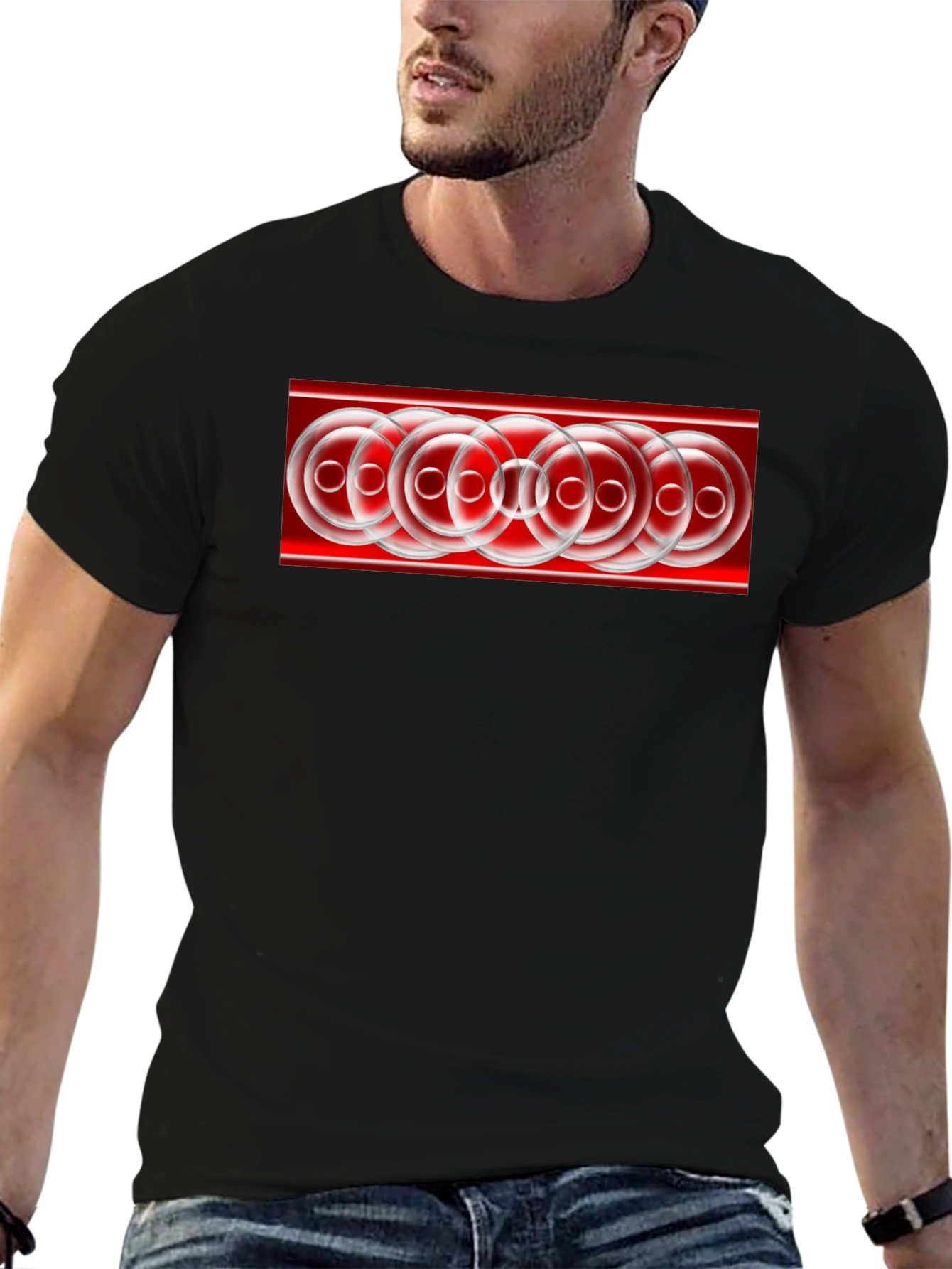 Abstract Circle Pattern Black T-Shirt