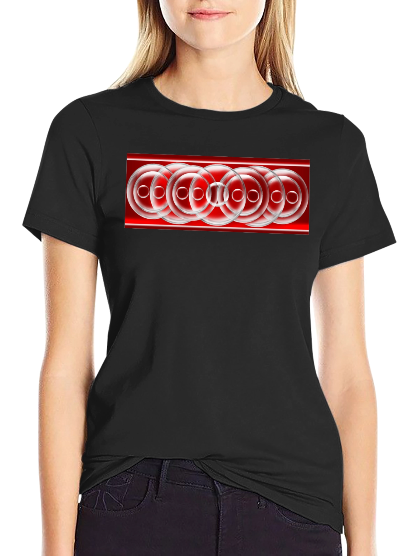 Abstract Circle Pattern Black T-Shirt