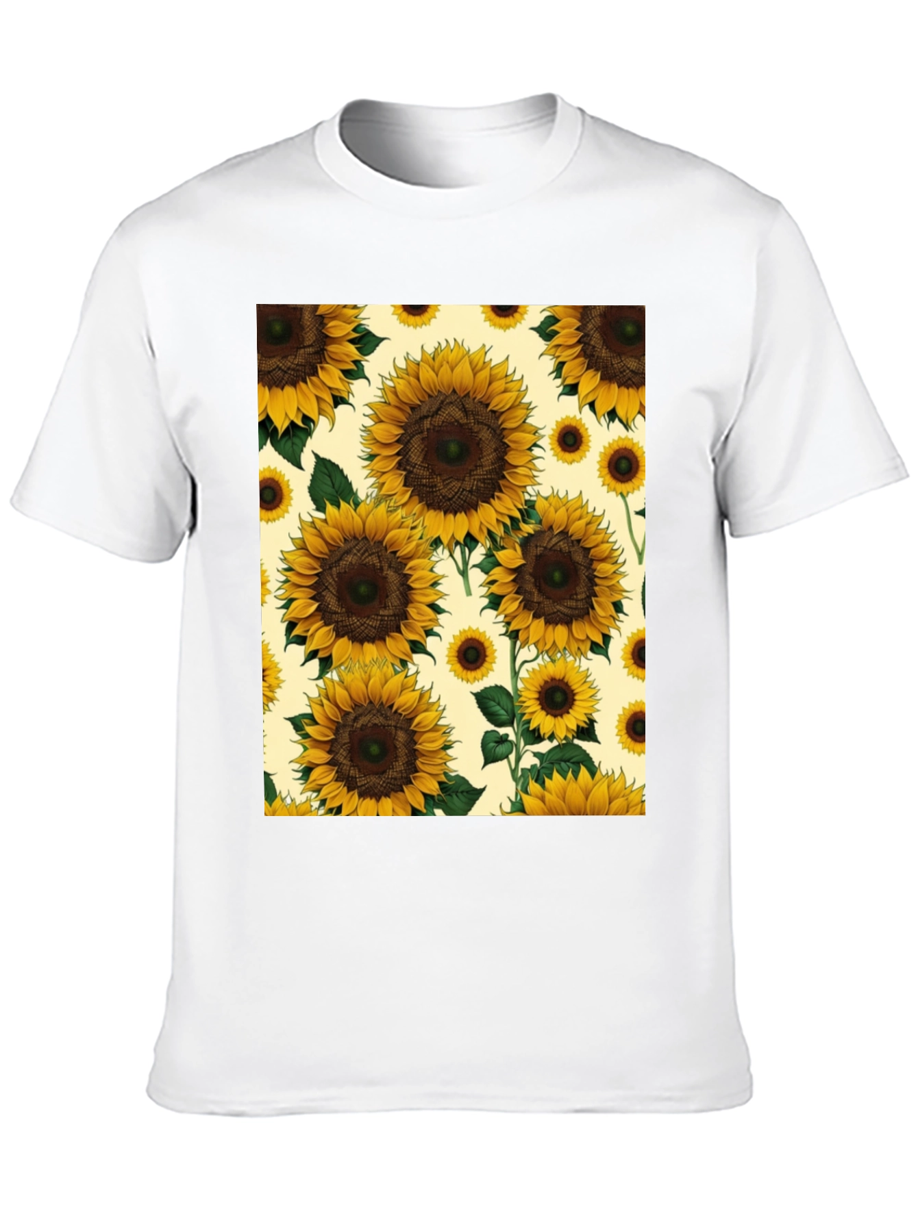Sunflower Print Black T-Shirt