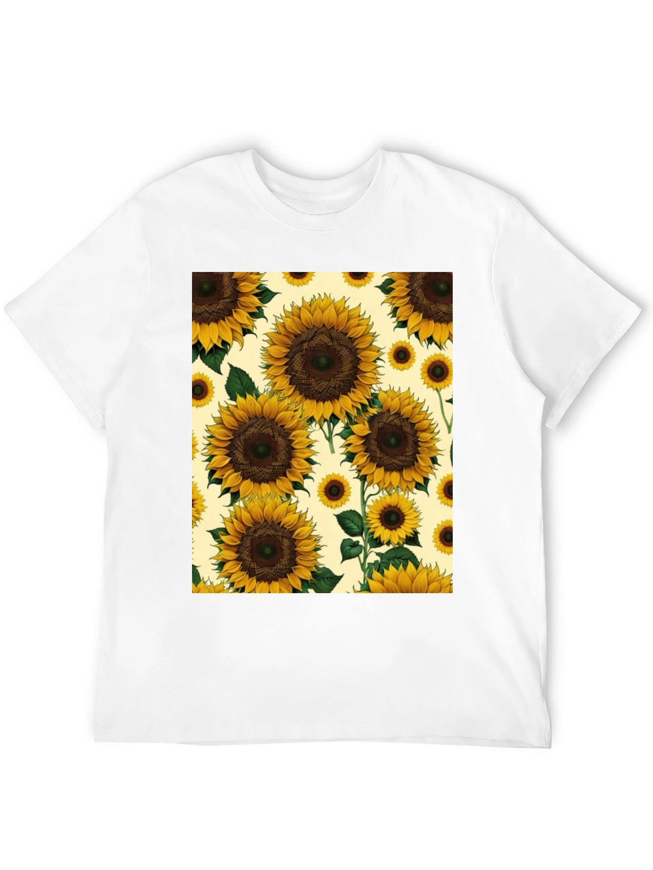 Sunflower Print Black T-Shirt