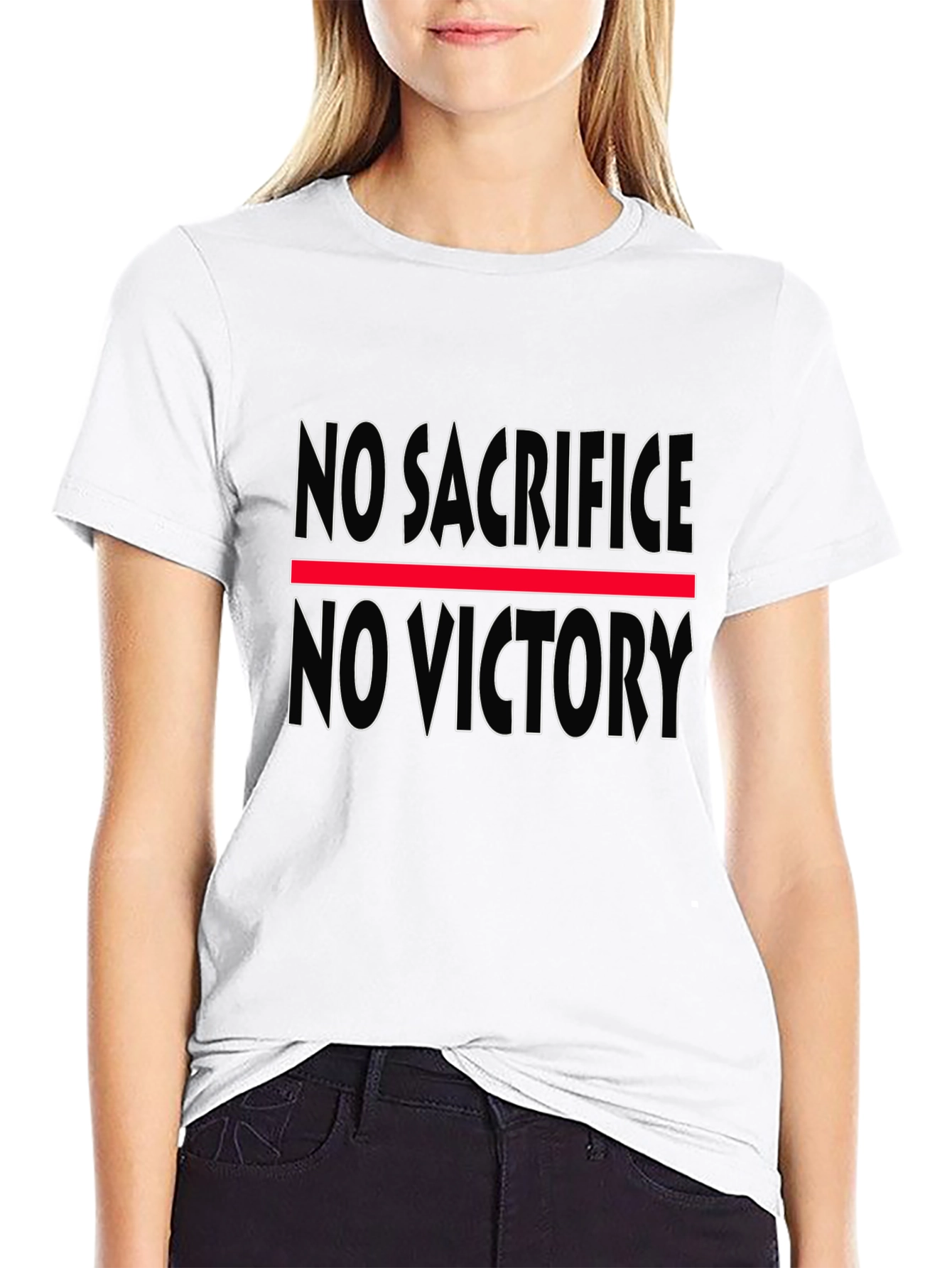 No Sacrifice No Victory Black Graphic T-Shirt