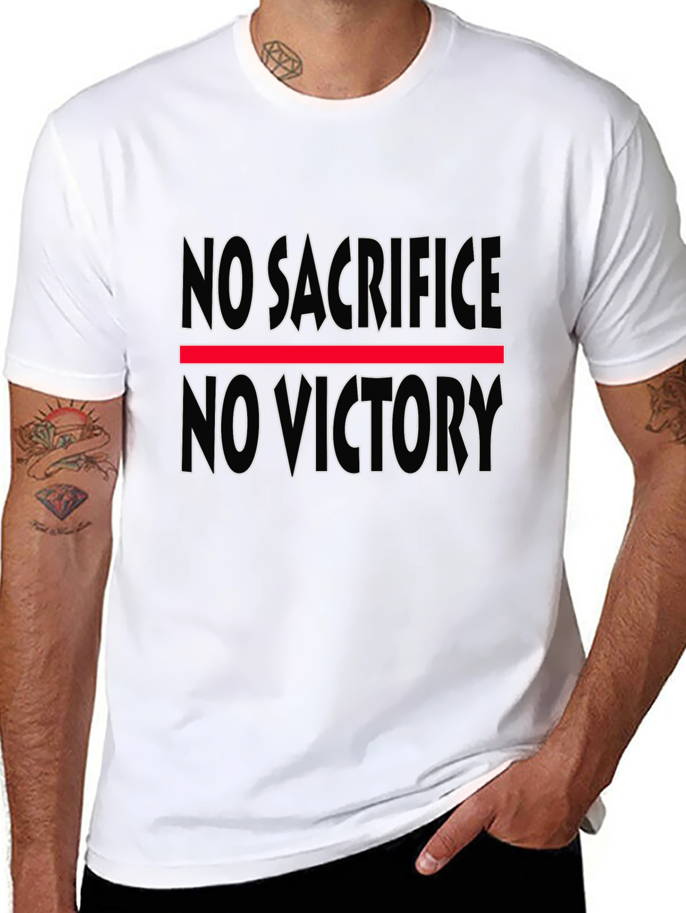No Sacrifice No Victory Black Graphic T-Shirt