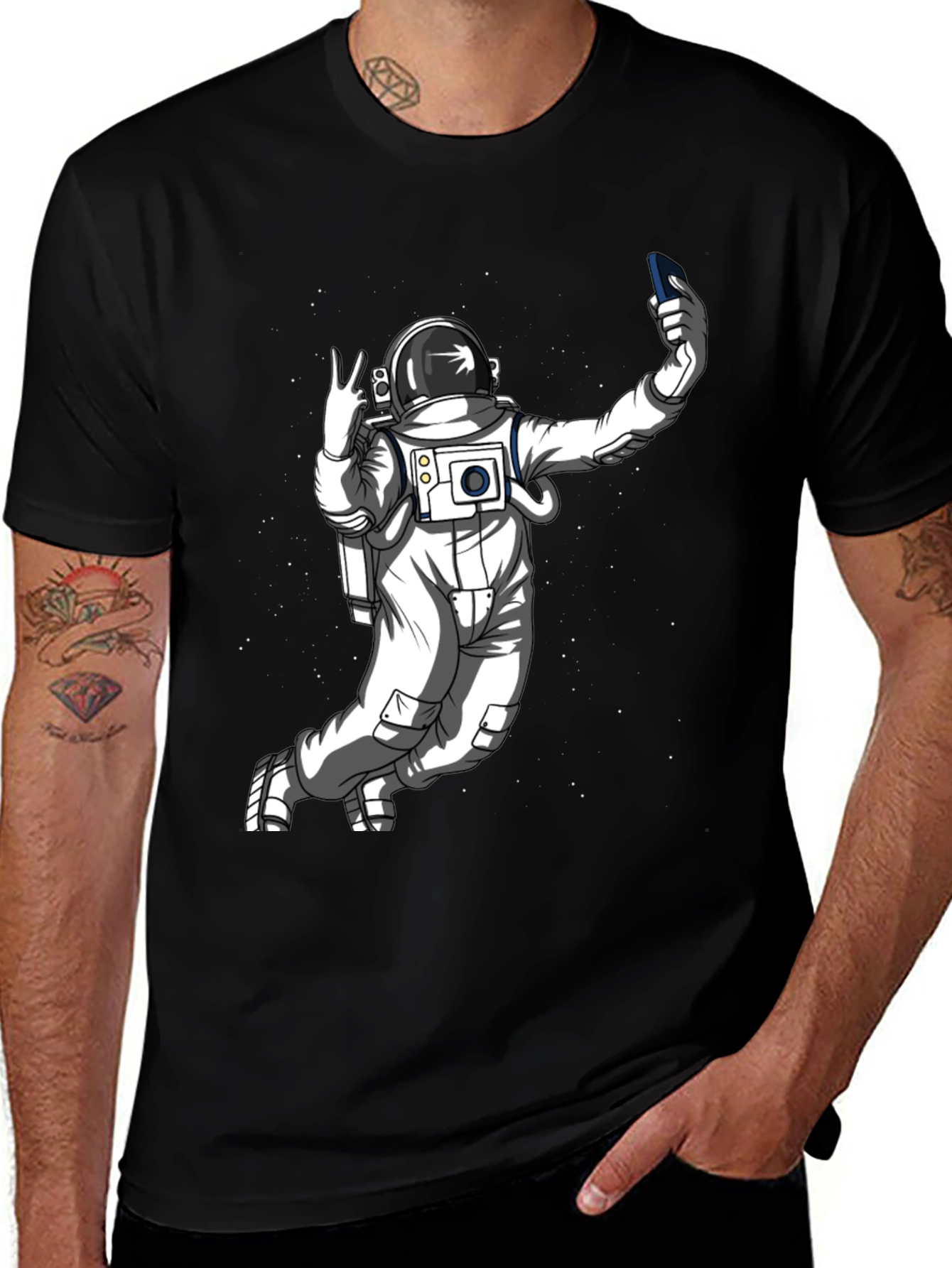Astronaut Selfie T-Shirt - Space Graphic Tee