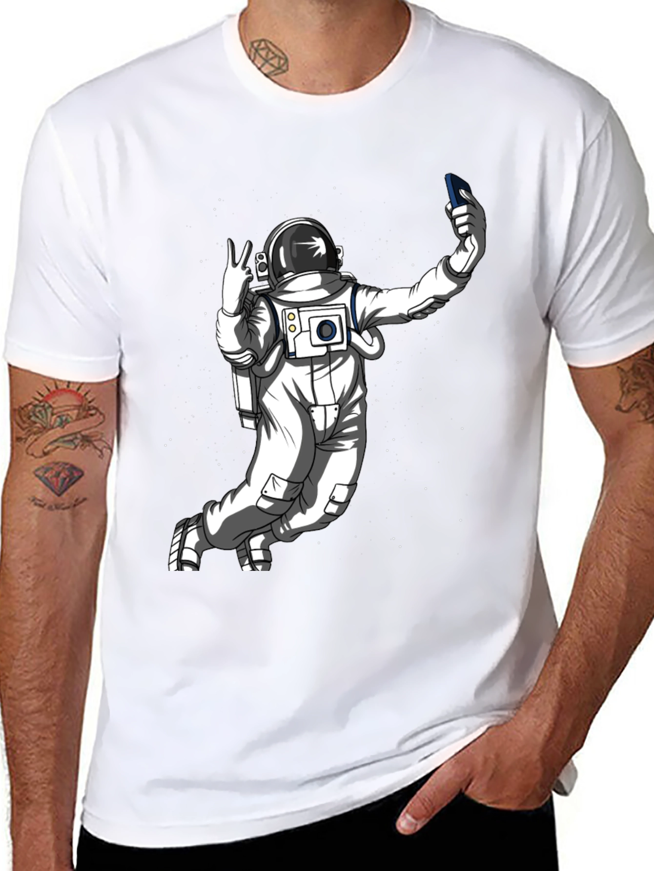 Astronaut Selfie T-Shirt - Space Graphic Tee