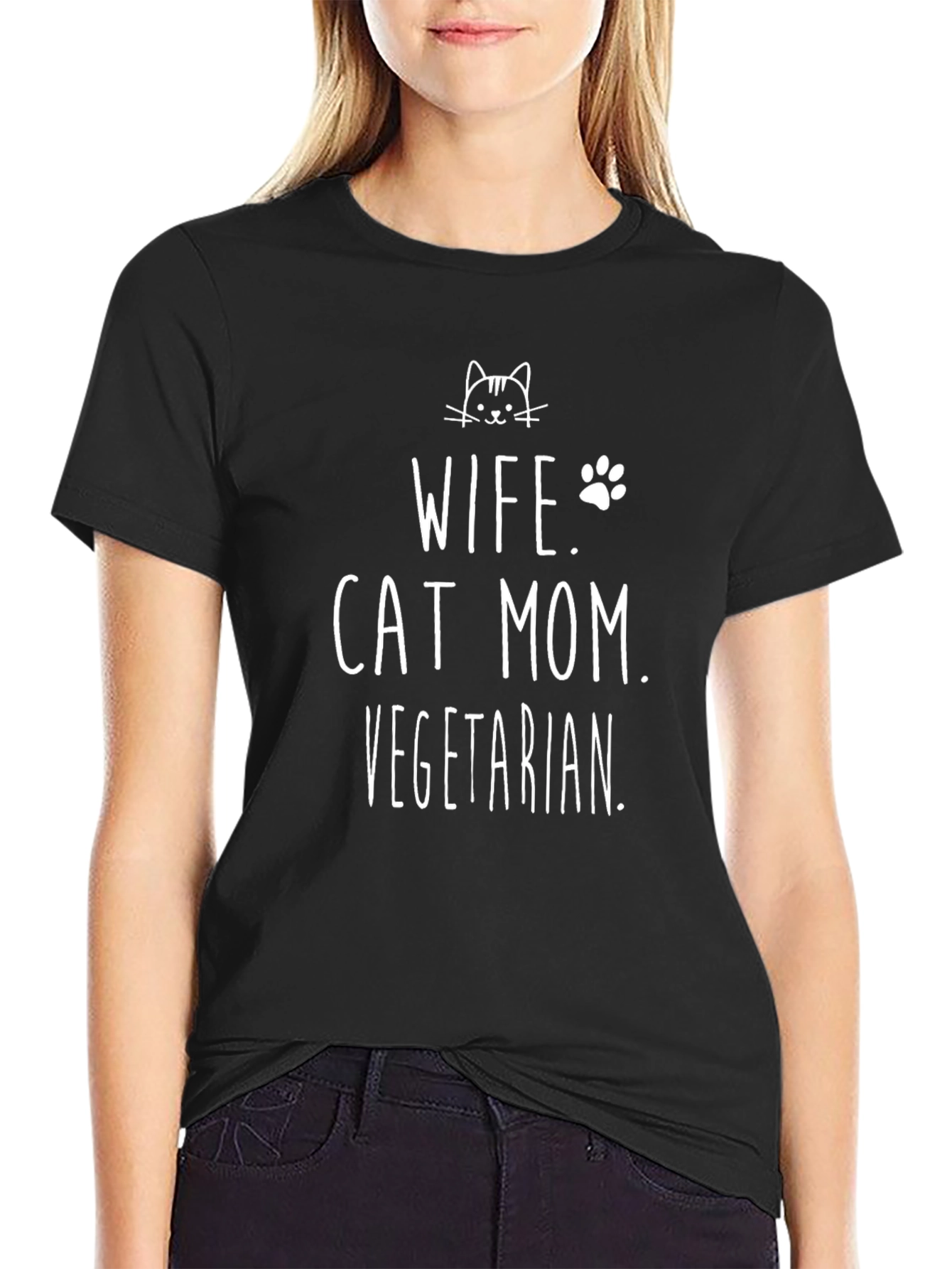 Wife Cat Mom Vegetarian T-Shirt