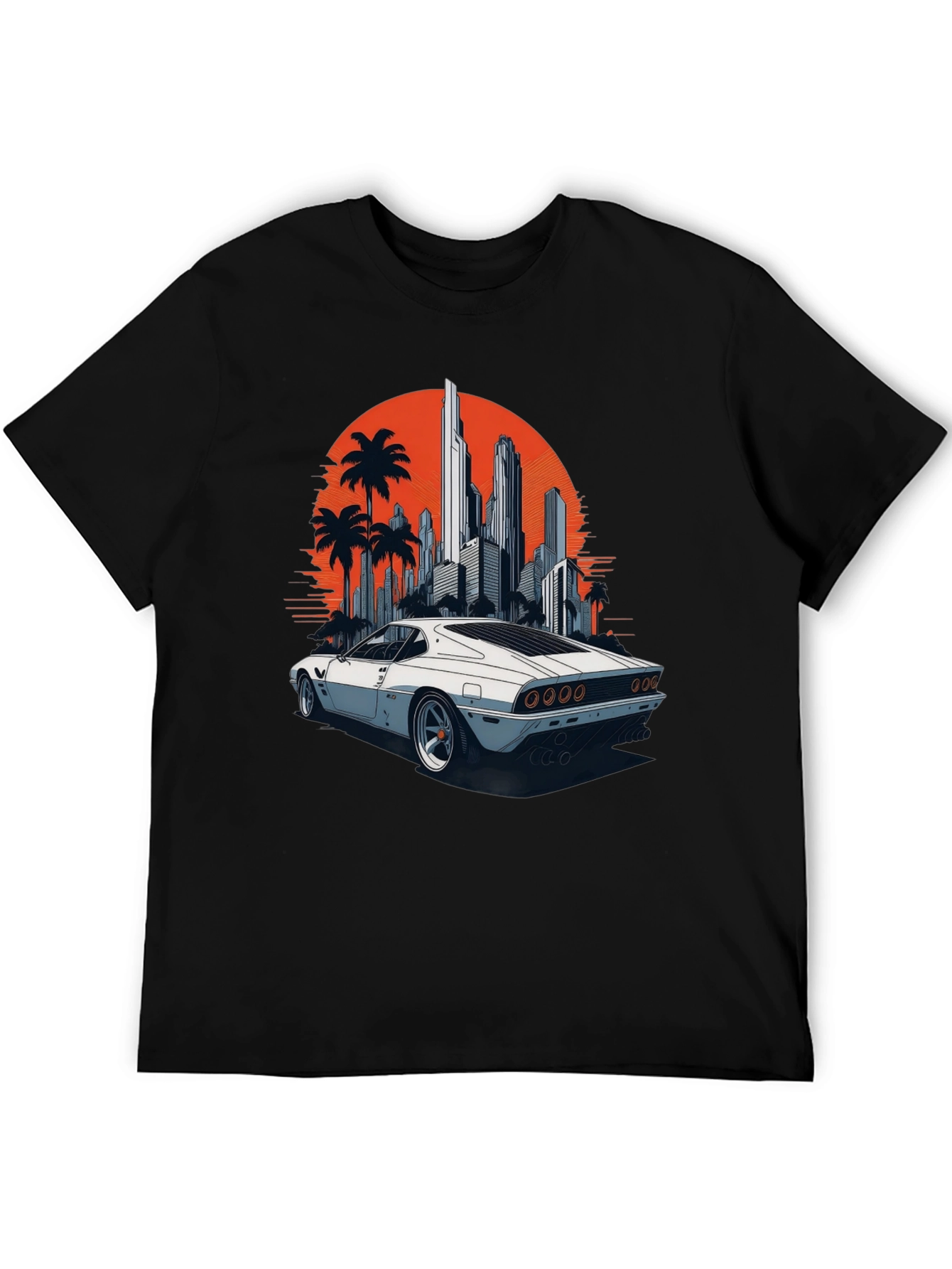 Retro Car Cityscape T-Shirt - Cool Graphic Tee