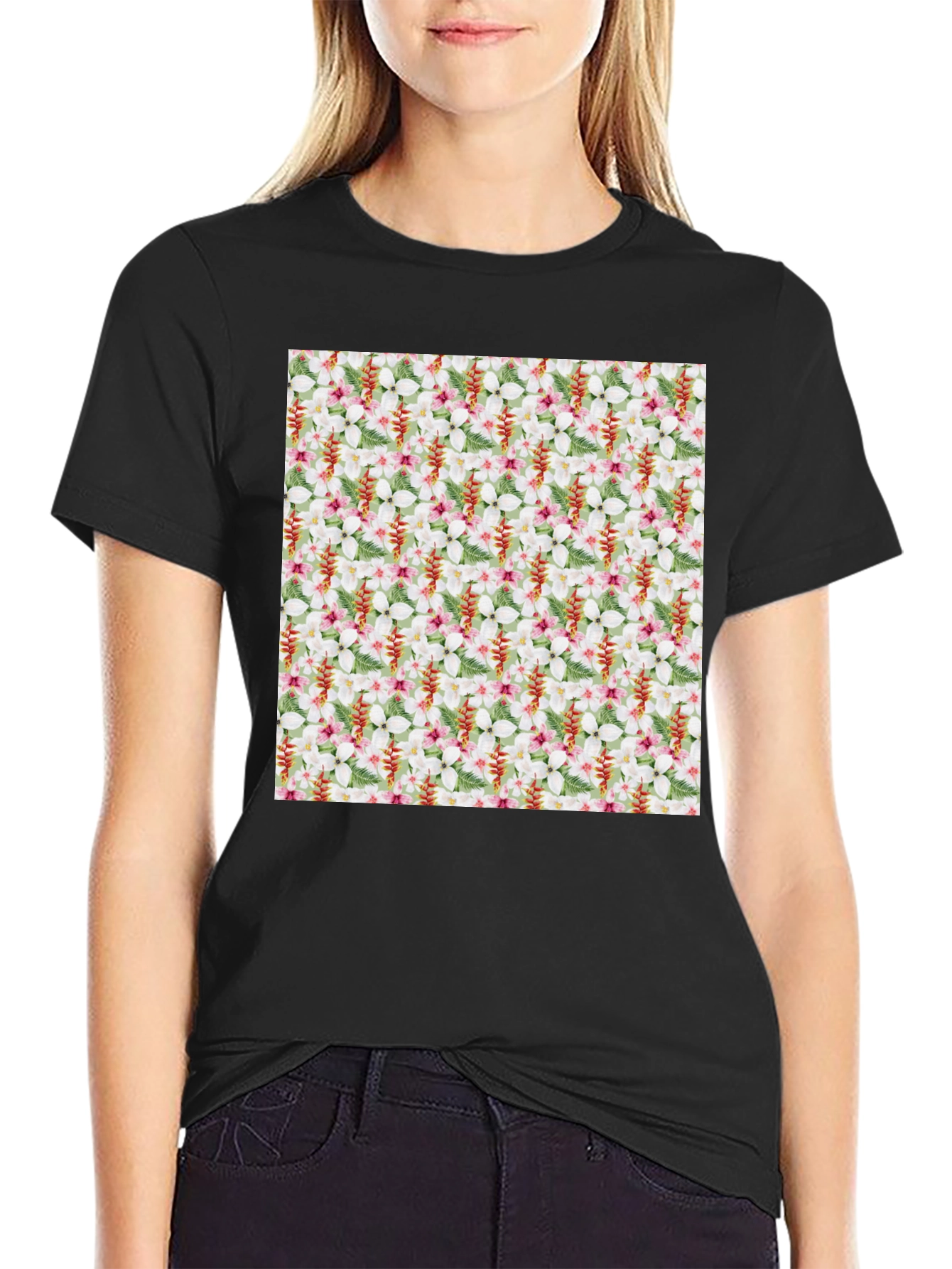 Floral Pattern T-Shirt - Tropical Design