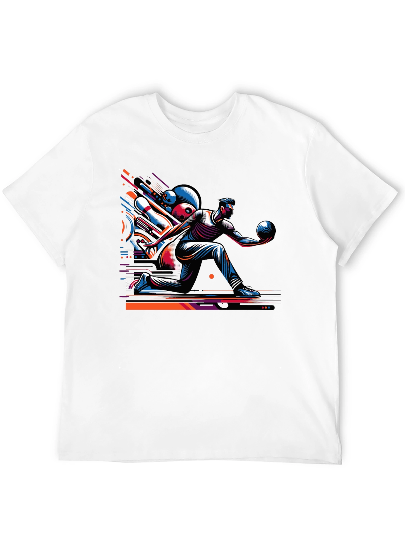 Bowling Strike Graphic Tee - Black Cotton Shirt