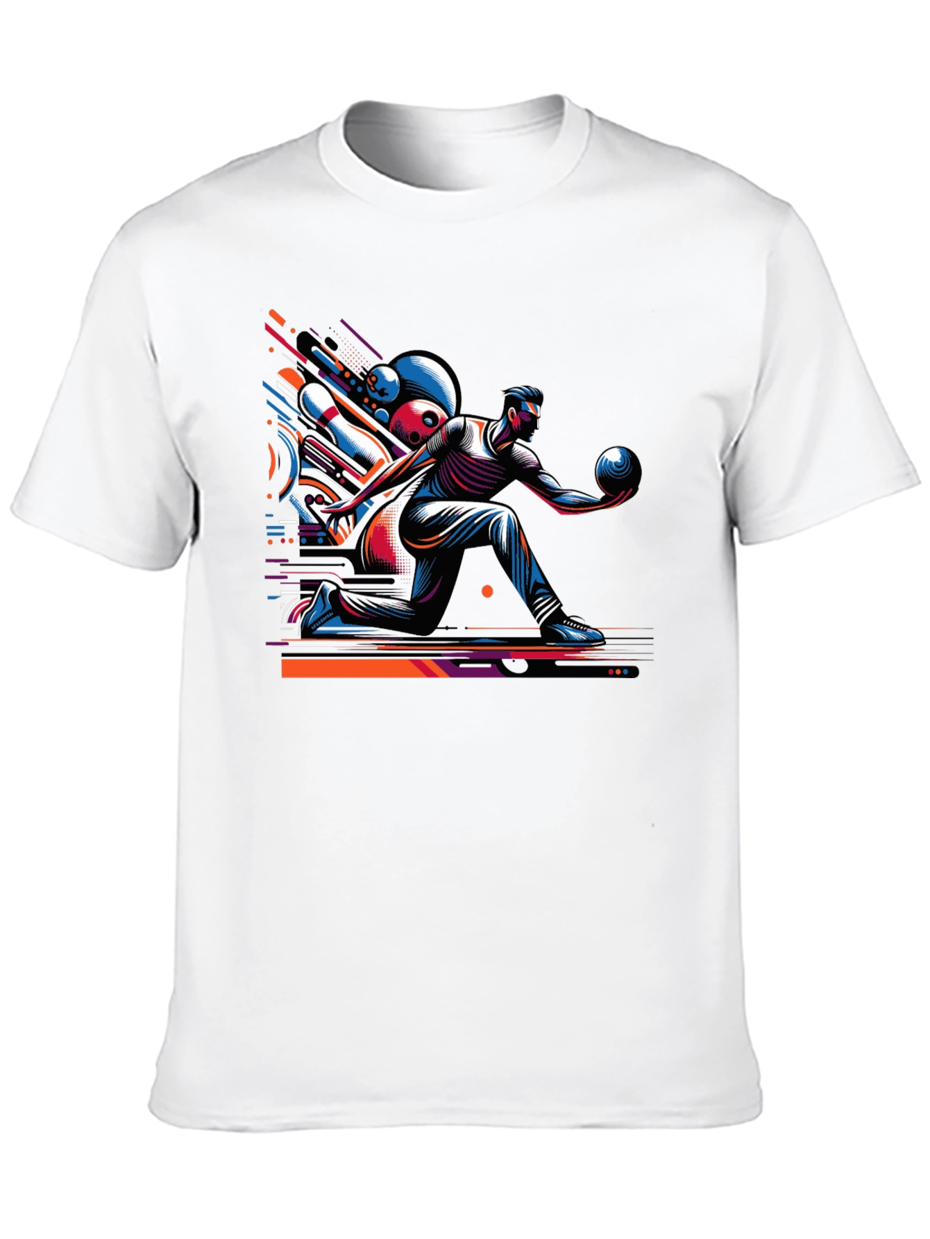 Bowling Strike Graphic Tee - Black Cotton Shirt