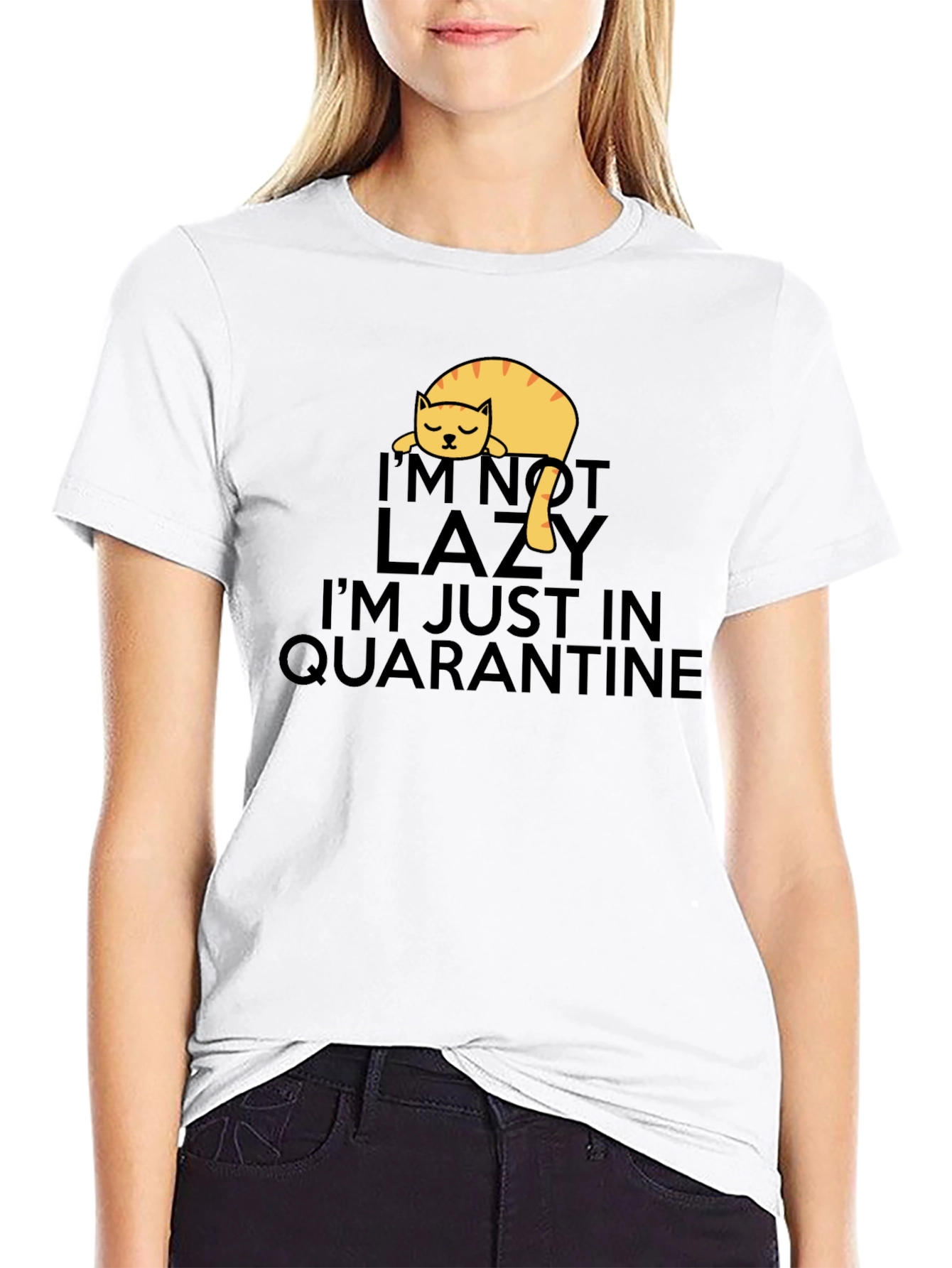 Quarantine Cat Graphic Tee - Im Not Lazy T-Shirt
